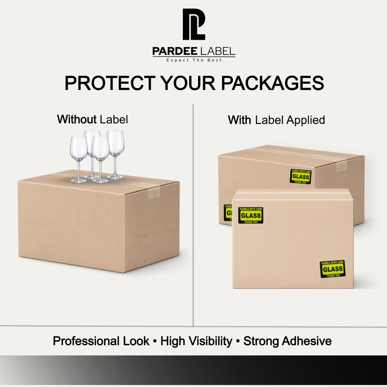 Handle With Care Glass Stickers 2”x3”- 250 Labels per Roll