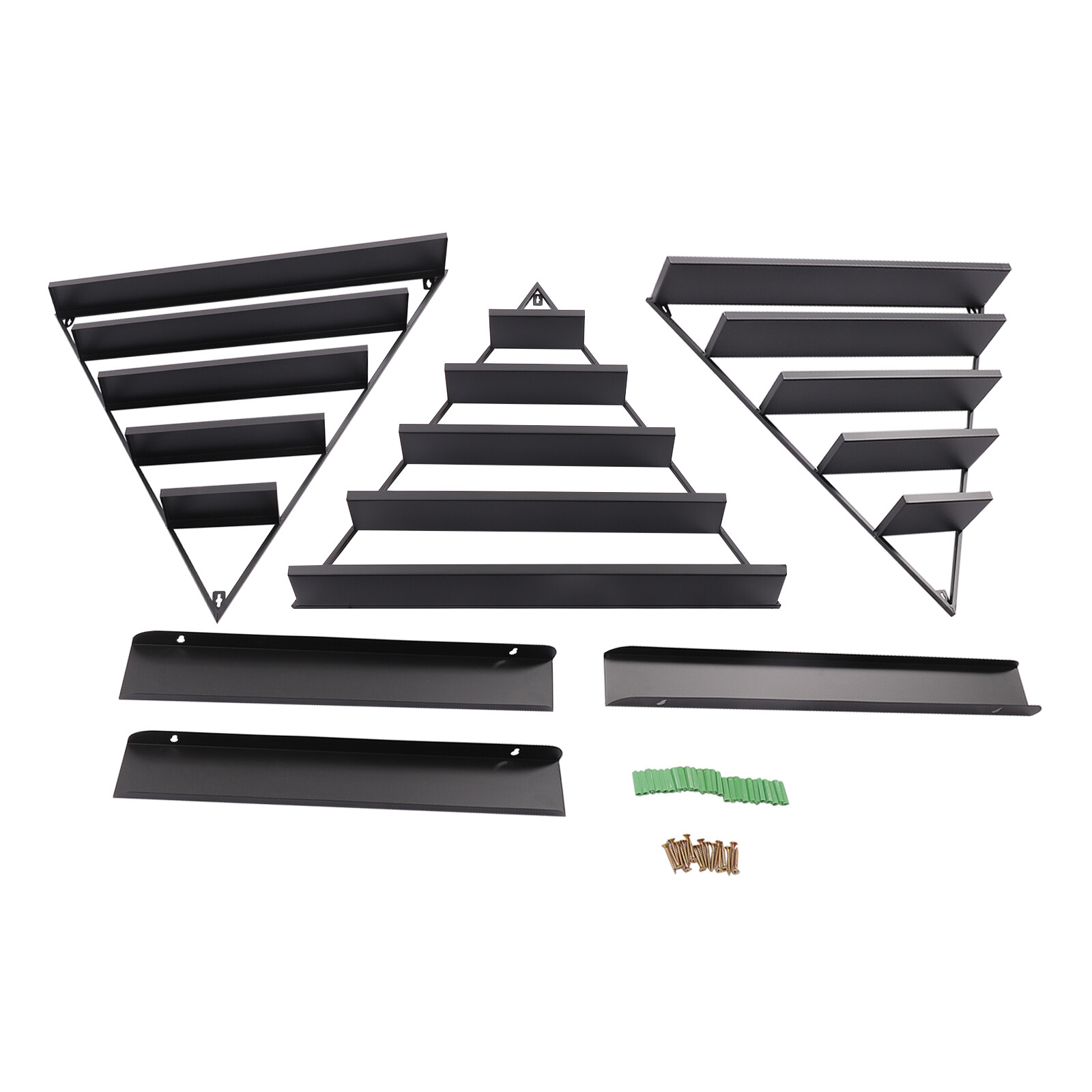 5 Tiers Metal Triangle Nail Polish Display Racks Black Wall-Mounting Shelf Kit