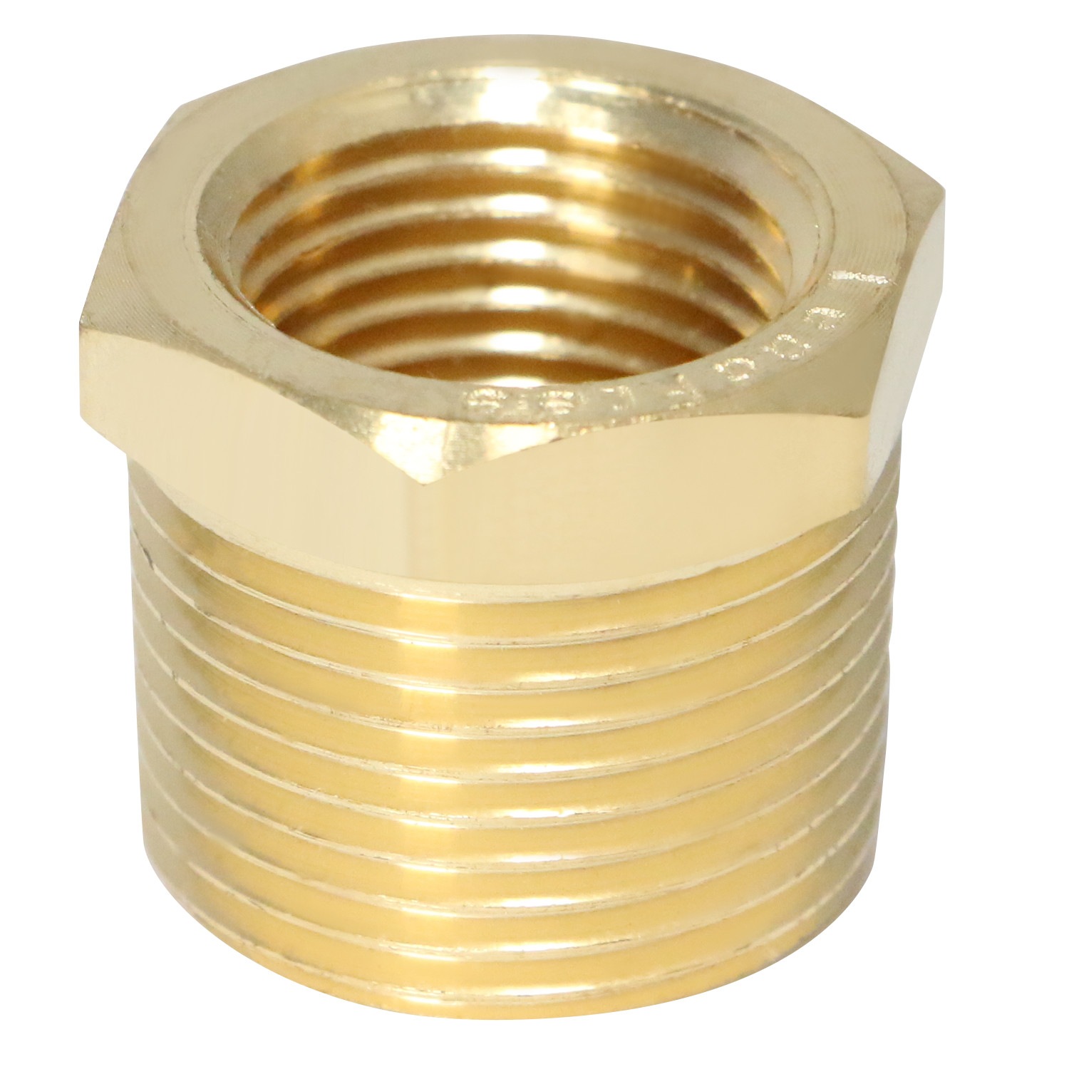 1) 3/4″ MALE X FEMALE 1/2″ NPT PIPE THREAD HEX REDUCER BUSHING – LEAD FREE BRASS