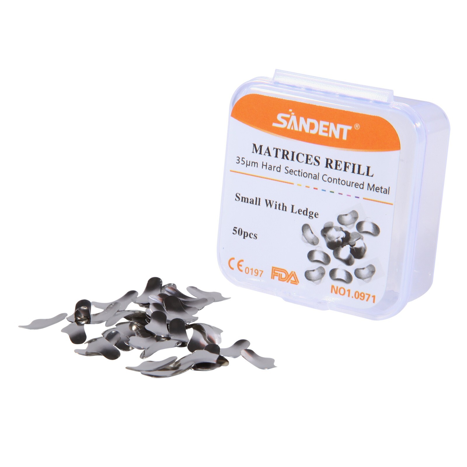 50 Pcs Dental Sectional Contoured Metal Matrices Refill Matrix Band Ledge Small
