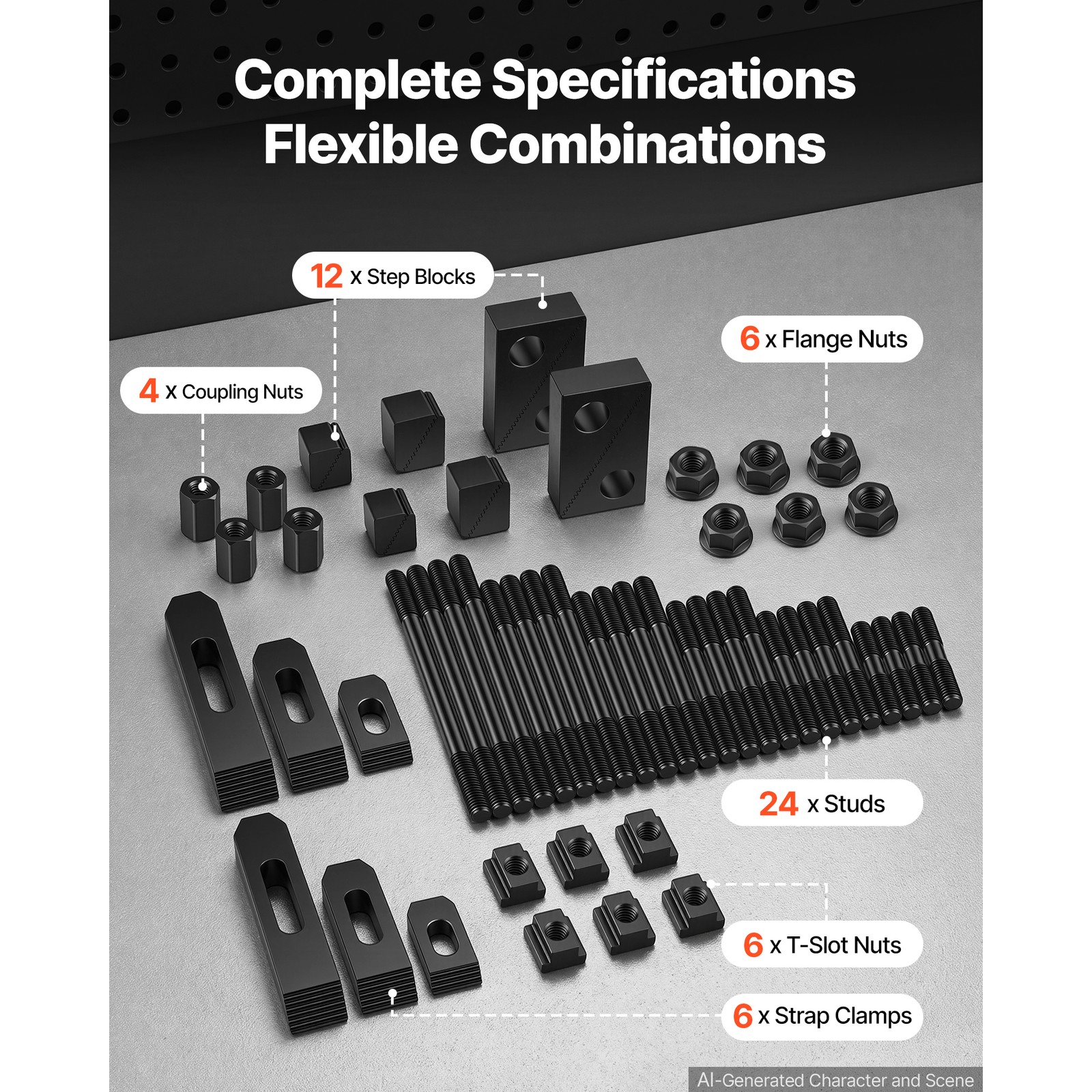 Uimoso 58-Piece 5/8″ T-Slot Clamp Kit with 1/2″-13 Threaded Studs