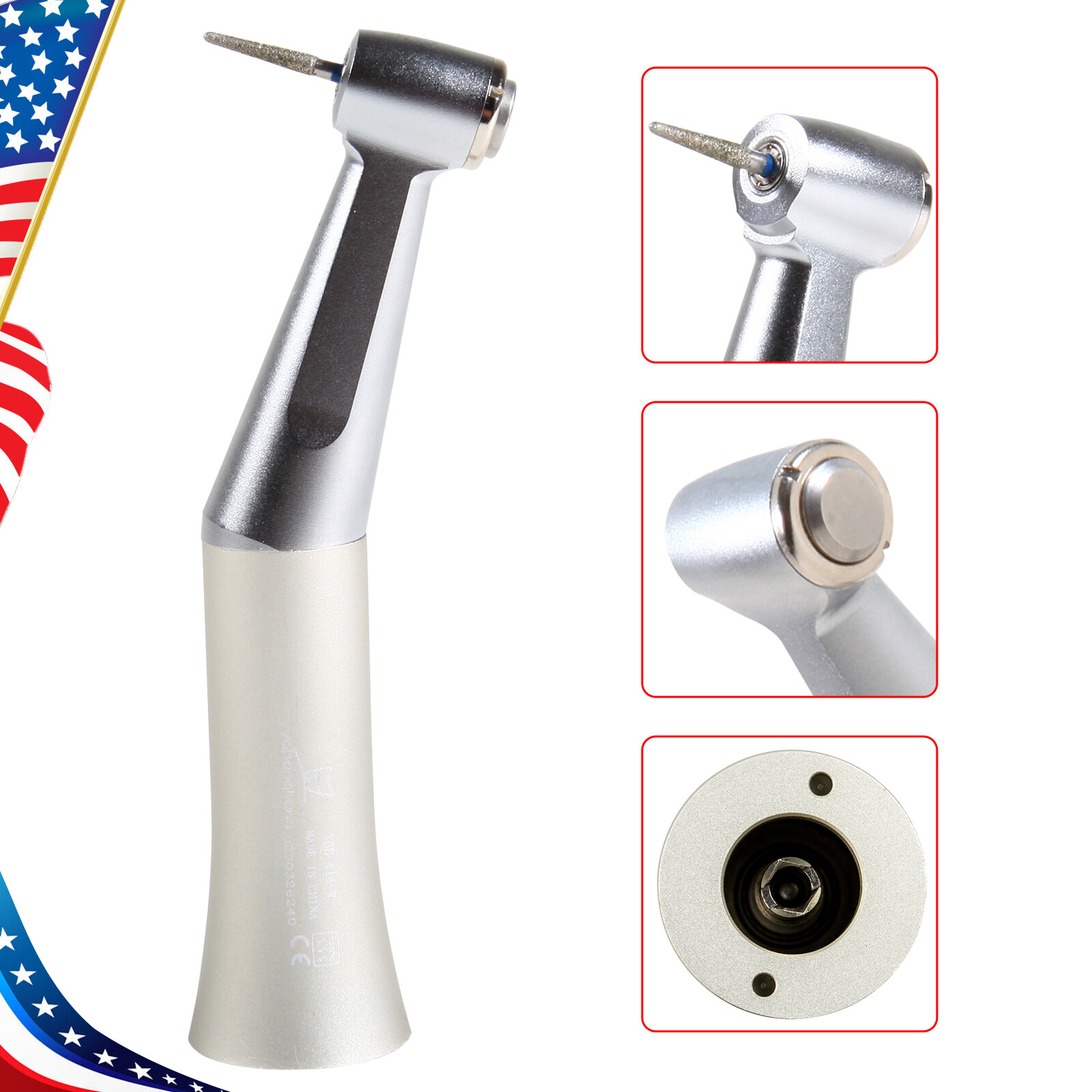 NSK Style Dental Contra Angle Low Speed Handpiece Push Button fit FG Burs 1.6mm