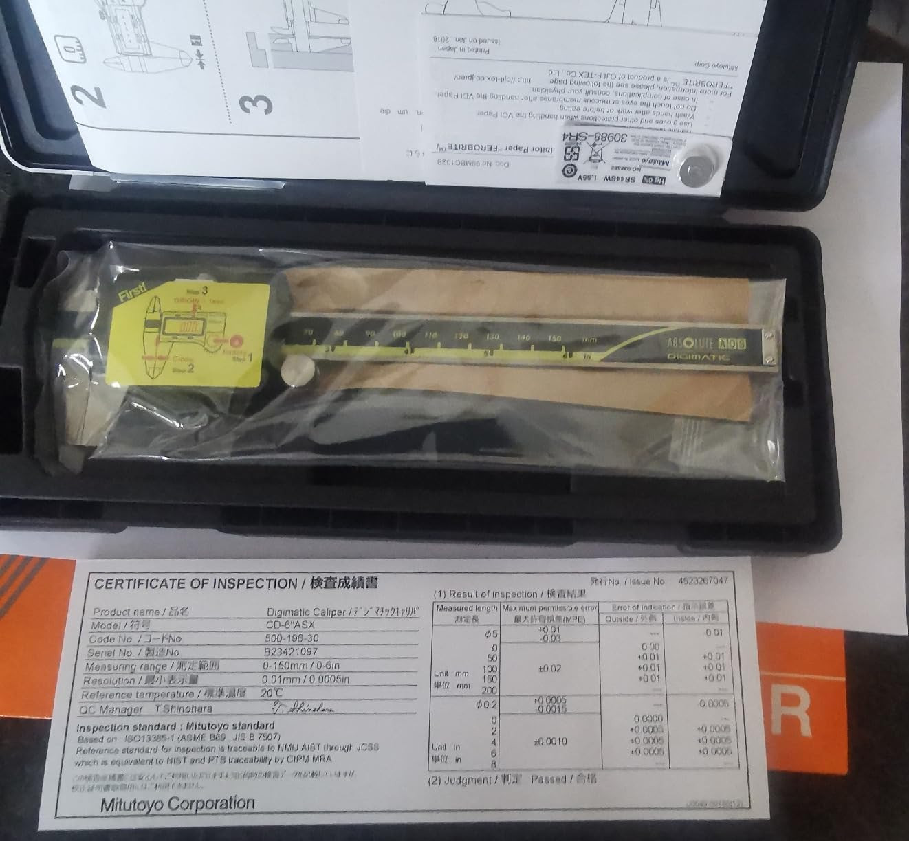 500-196-30 Mitutoyo Japan 150mm/6″ Absolute Digital Digimatic Vernier Caliper US