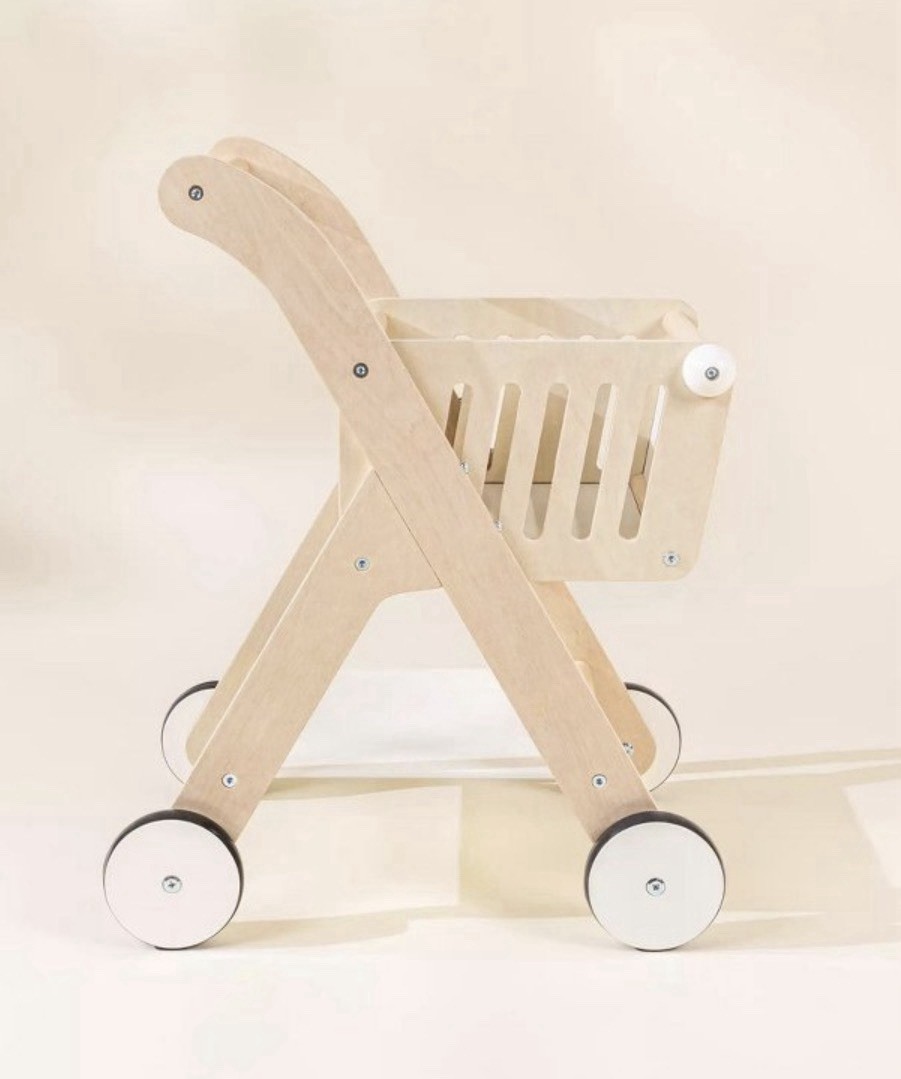 New Coco Village Wooden Shopping Cart 2+ Years Play Food Kitchen Play Hardwood