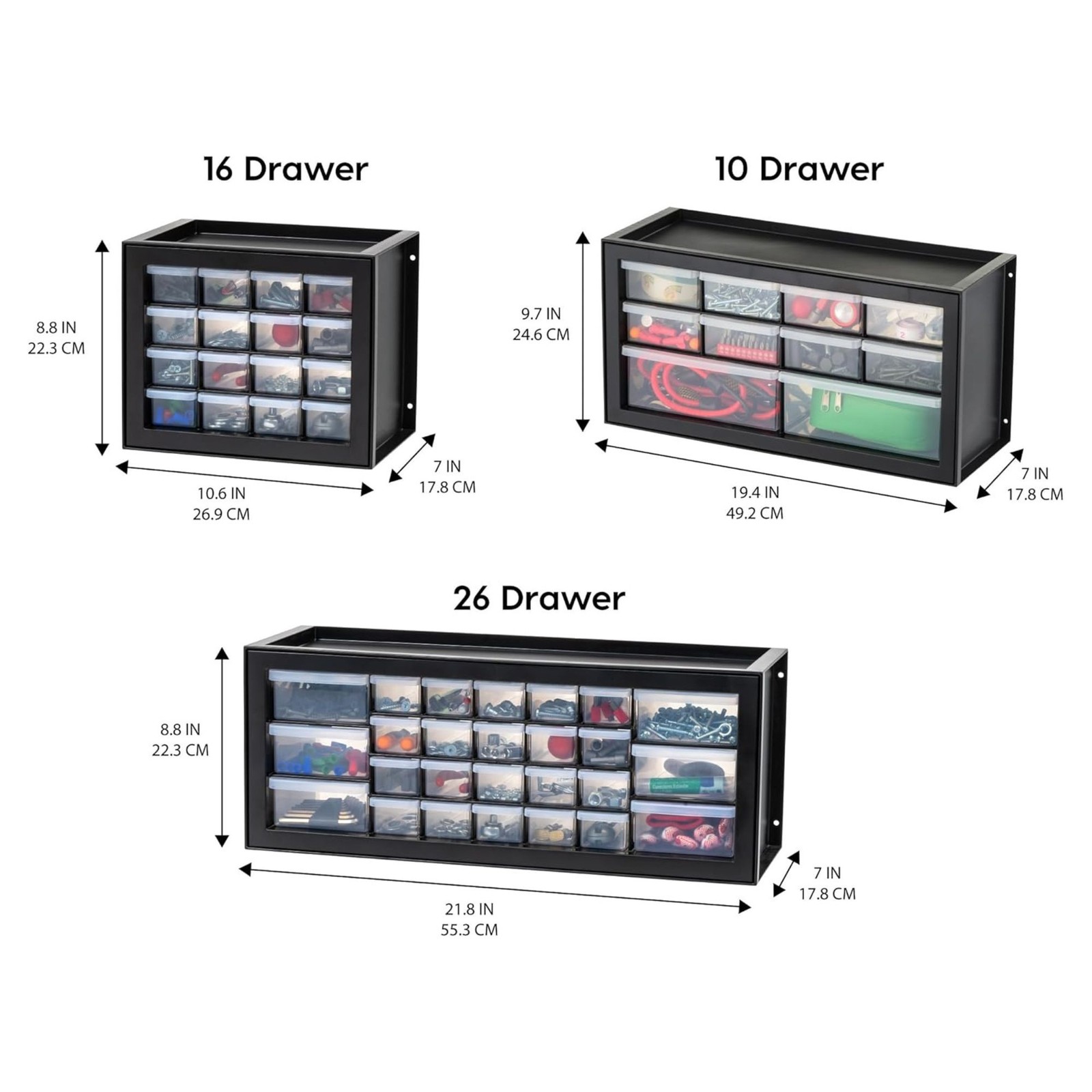 IRIS USA 2PK 10 Drawer Organizer Storage Cabinet for Hardware Supplies(Open Box)