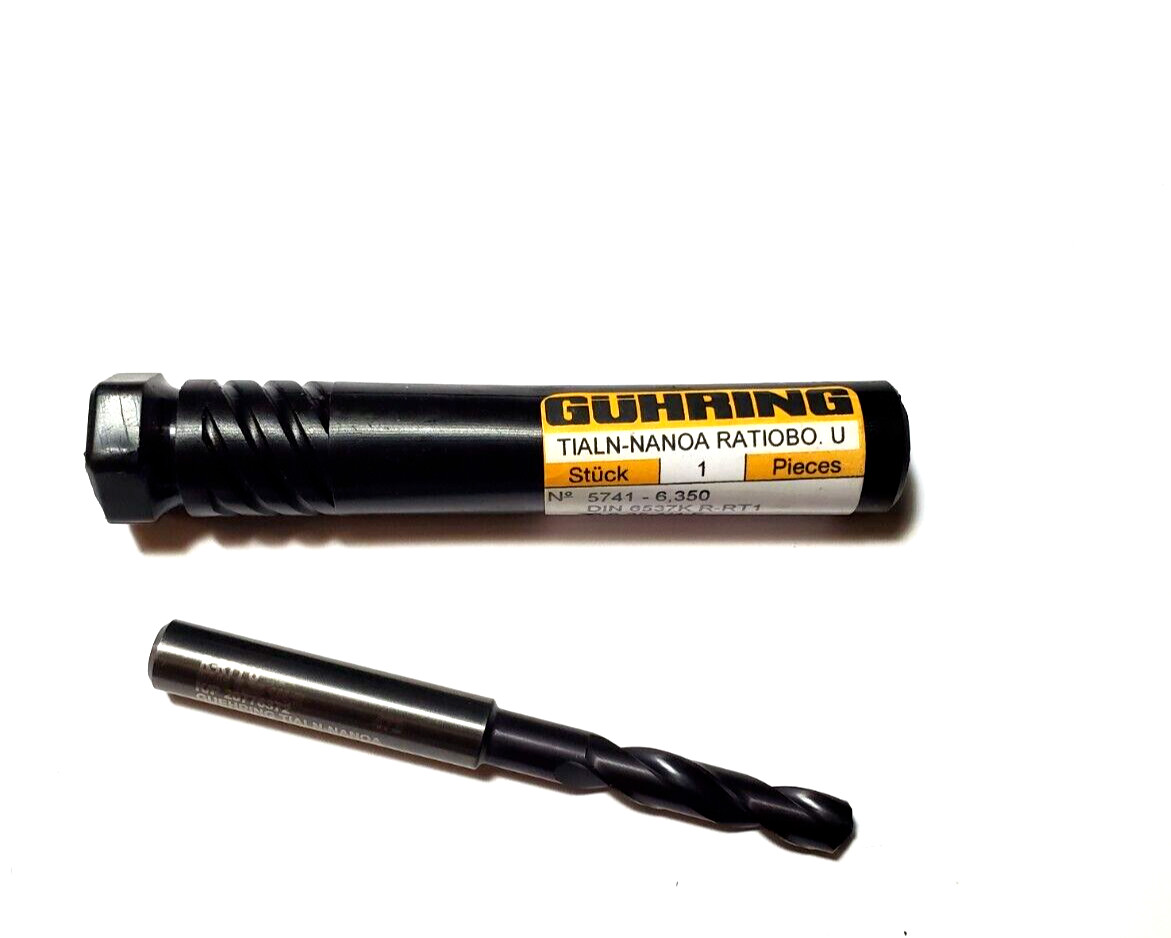 Guhring 1/4″ Letter E Nano-A Coated 140 Degree 2FL 3xD Carbide Drill