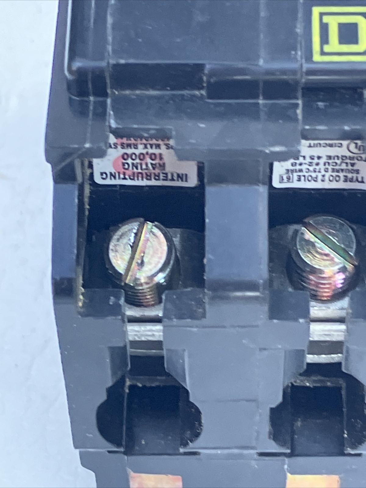 Square D QO240 40 Amp 2 Pole Yellow «D» QO Plug-in Circuit Breaker 120/240 USED