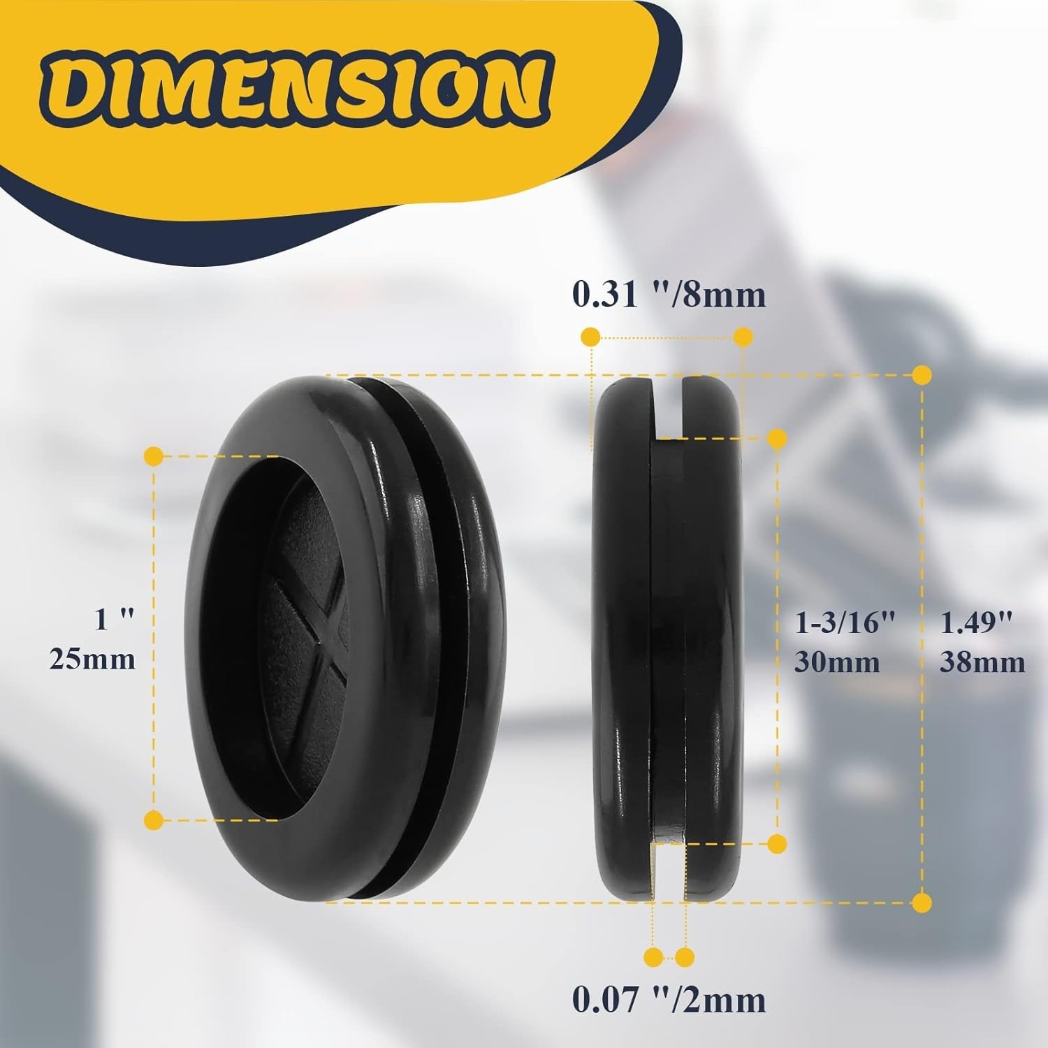 Easy Install Rubber Grommet Kit – 6pcs Double-Sided, 1″ ID & 1-3/16″ Drill Hole