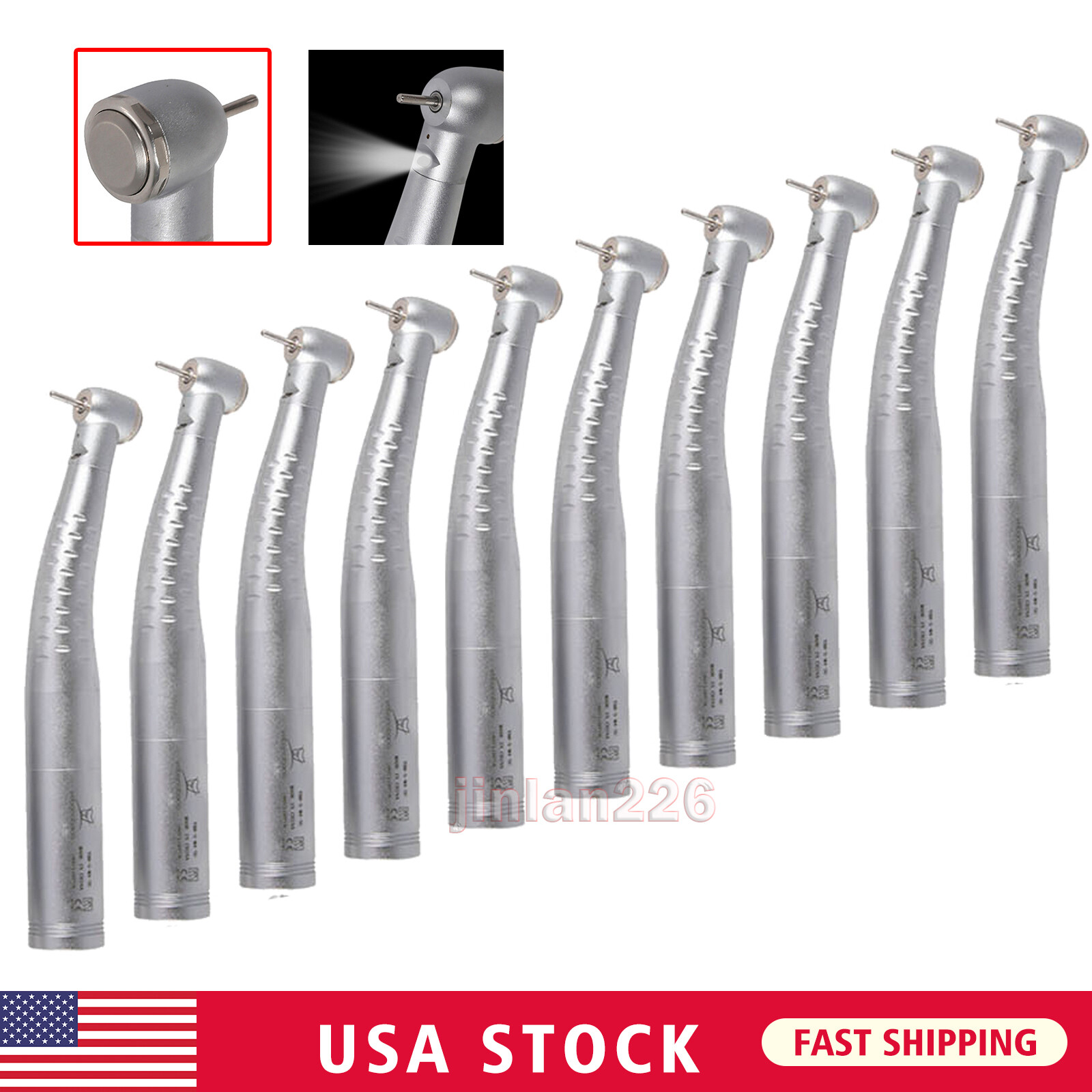 Dental Fiber Optic LED Handpiece Fast High Speed /LED Coupler 4/6Hole Fit KAVO