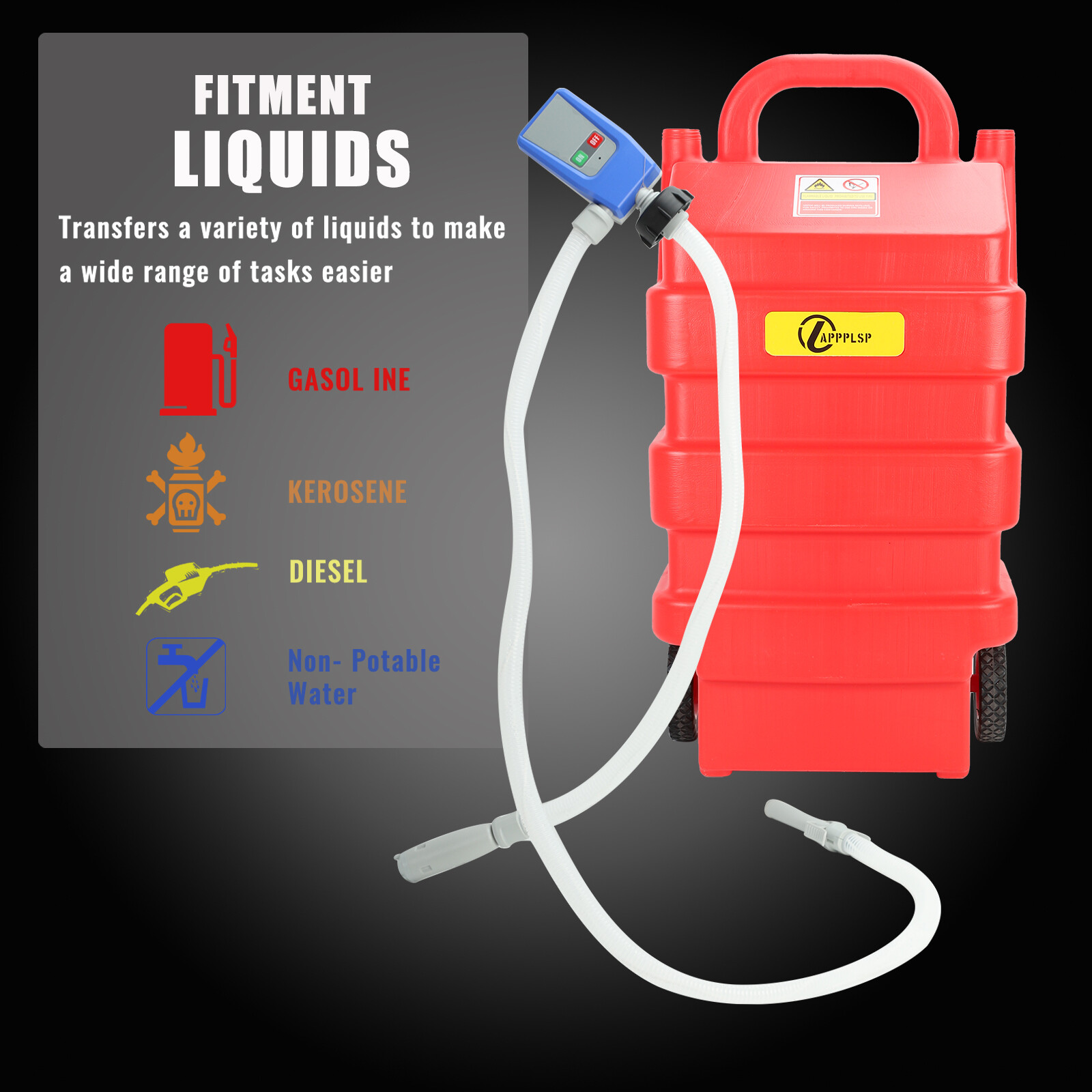 16 Gallon 60L Fuel Caddy Portable Gas Storage Tank with Pump & Hose, Red