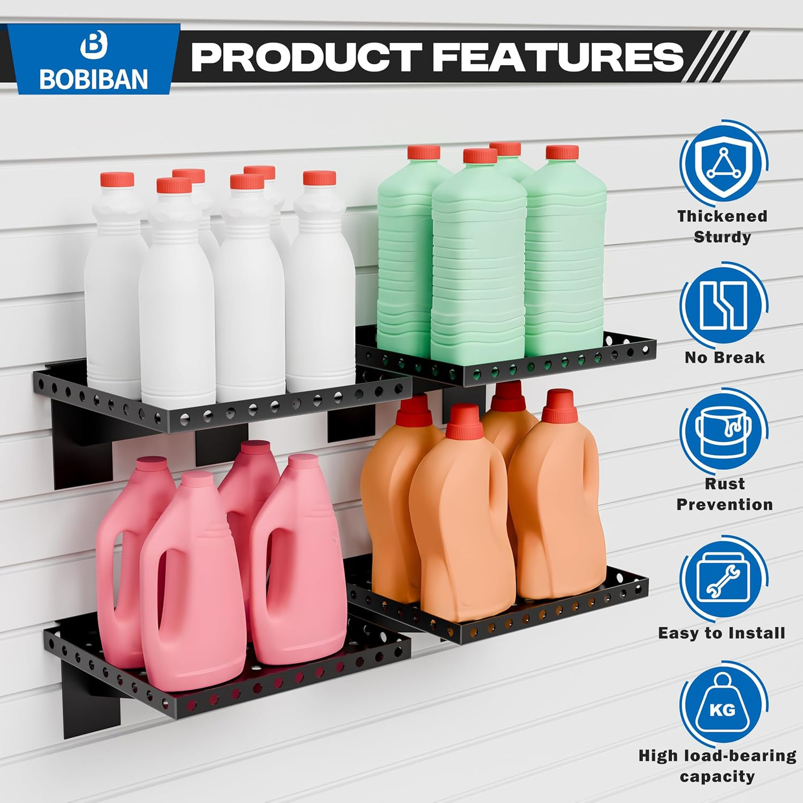 2 Pack Heavy Duty Metal Slatwall Shelves for Retail Garage Home Storage 10×12