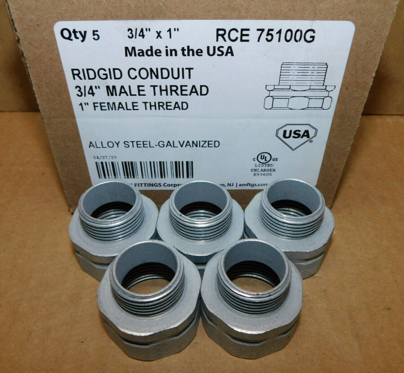 5 NEW 3/4″ To 1″ Inch Male to Female Conduit Enlarger Reducer Adapter USA Made