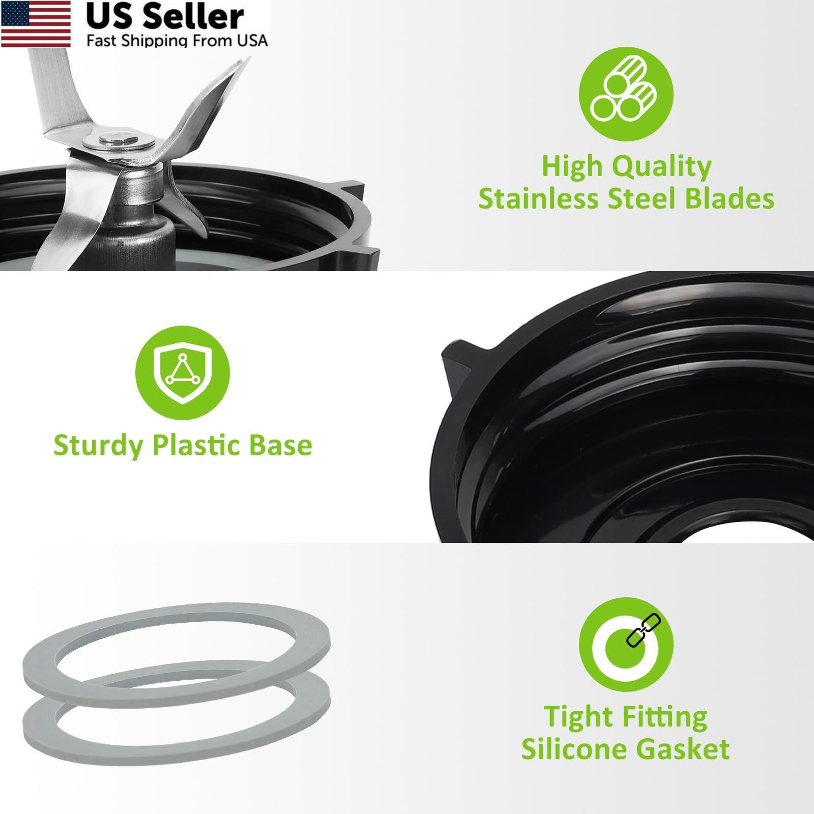 Oster Blender Replacement Parts Ice Blade and ABS Plastic Base with 2 Rubber…