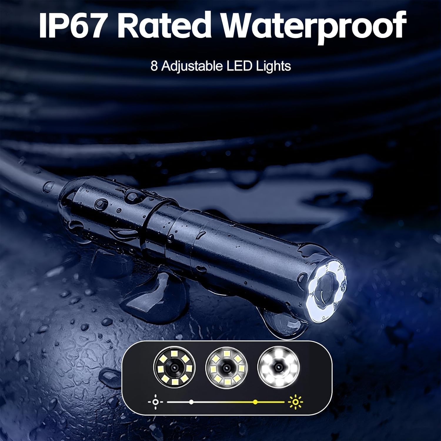 KERUI 8LED IP67 Borescope Camera 1M Flexible Cable 1080P HD 4.3 Inch Display