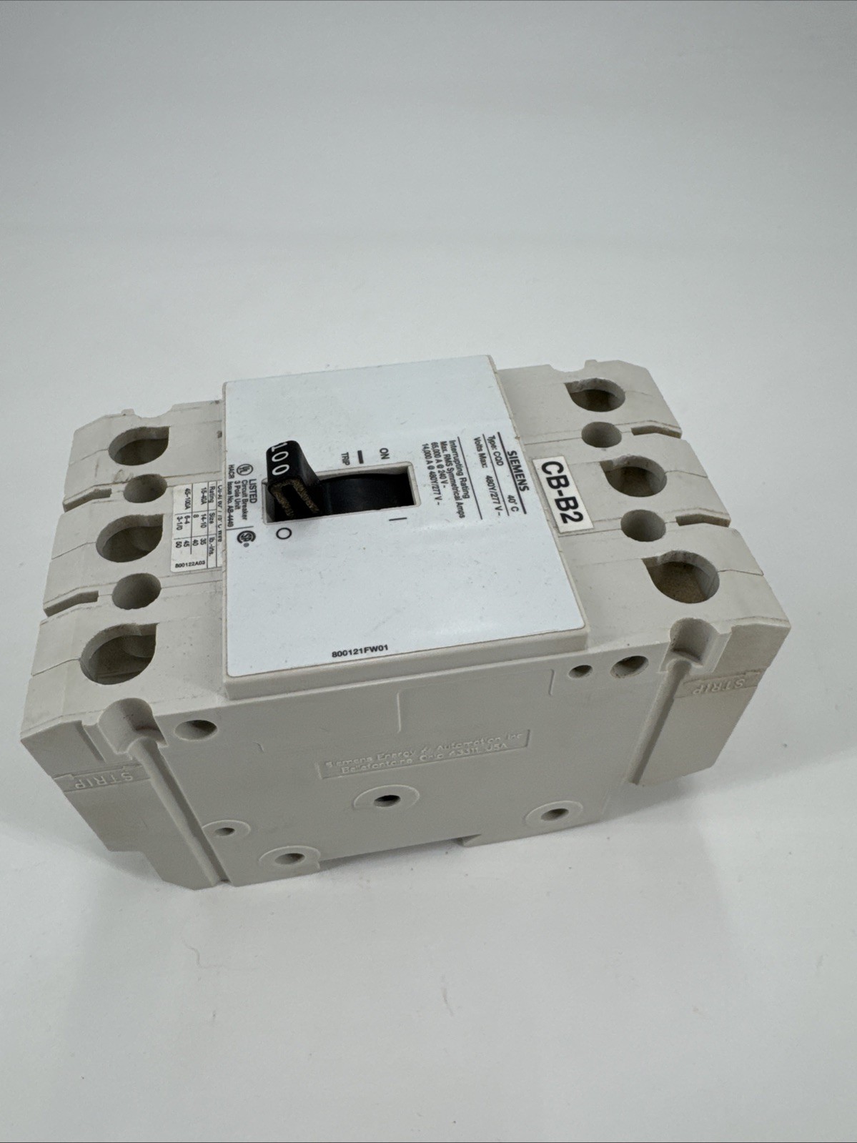 Siemens CQD3100 100Amps 3 Pole 480/277 V Circuit Breaker Used