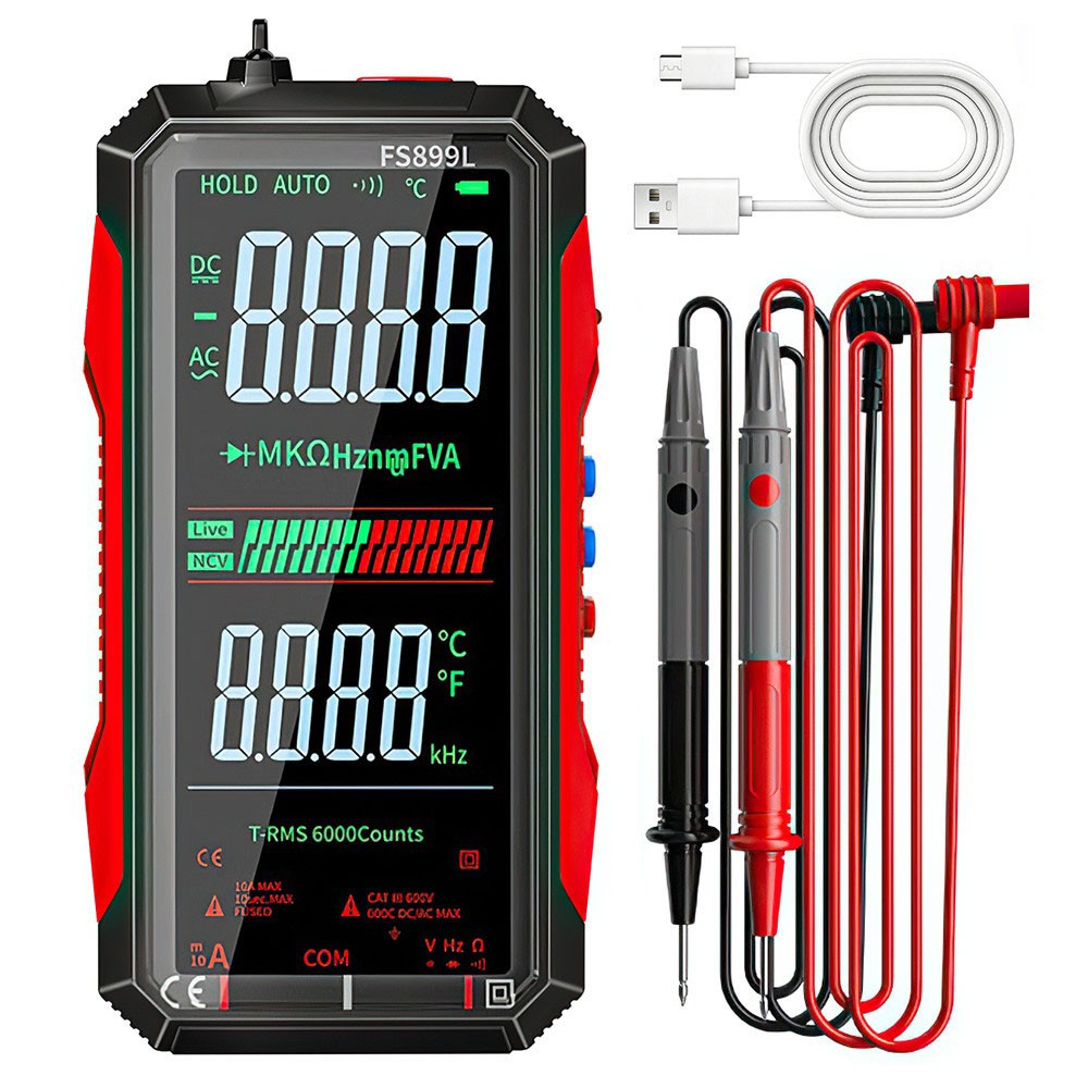 FS899L Smart Digital Multimeter,USB Rechargeable Auto-Ranging Multimeter Tester