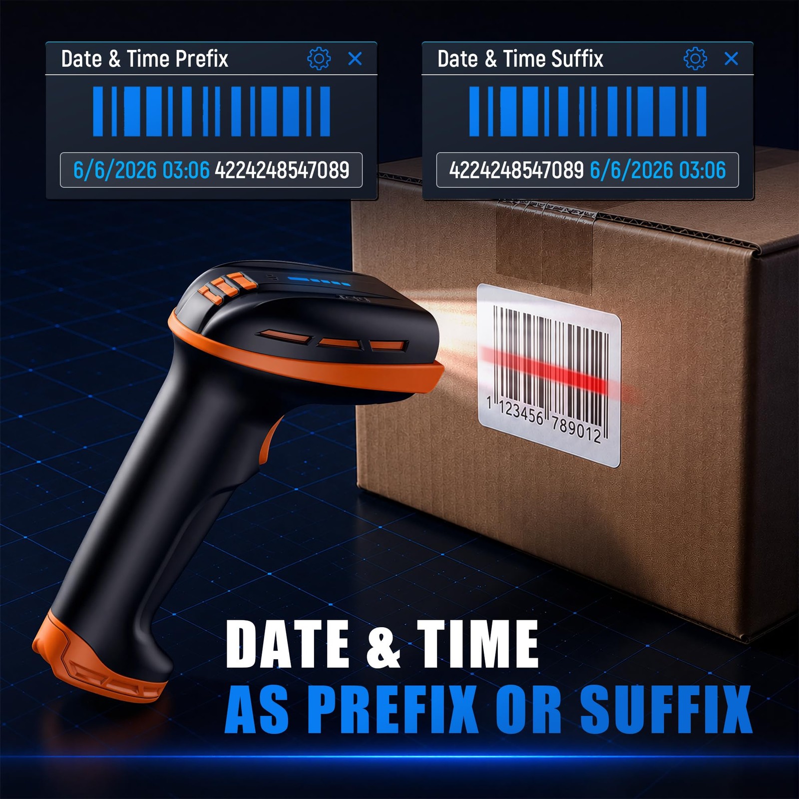 Tera Barcode Scanner Wireless with Stand: 1D 2D QR with Power Switch, D6100