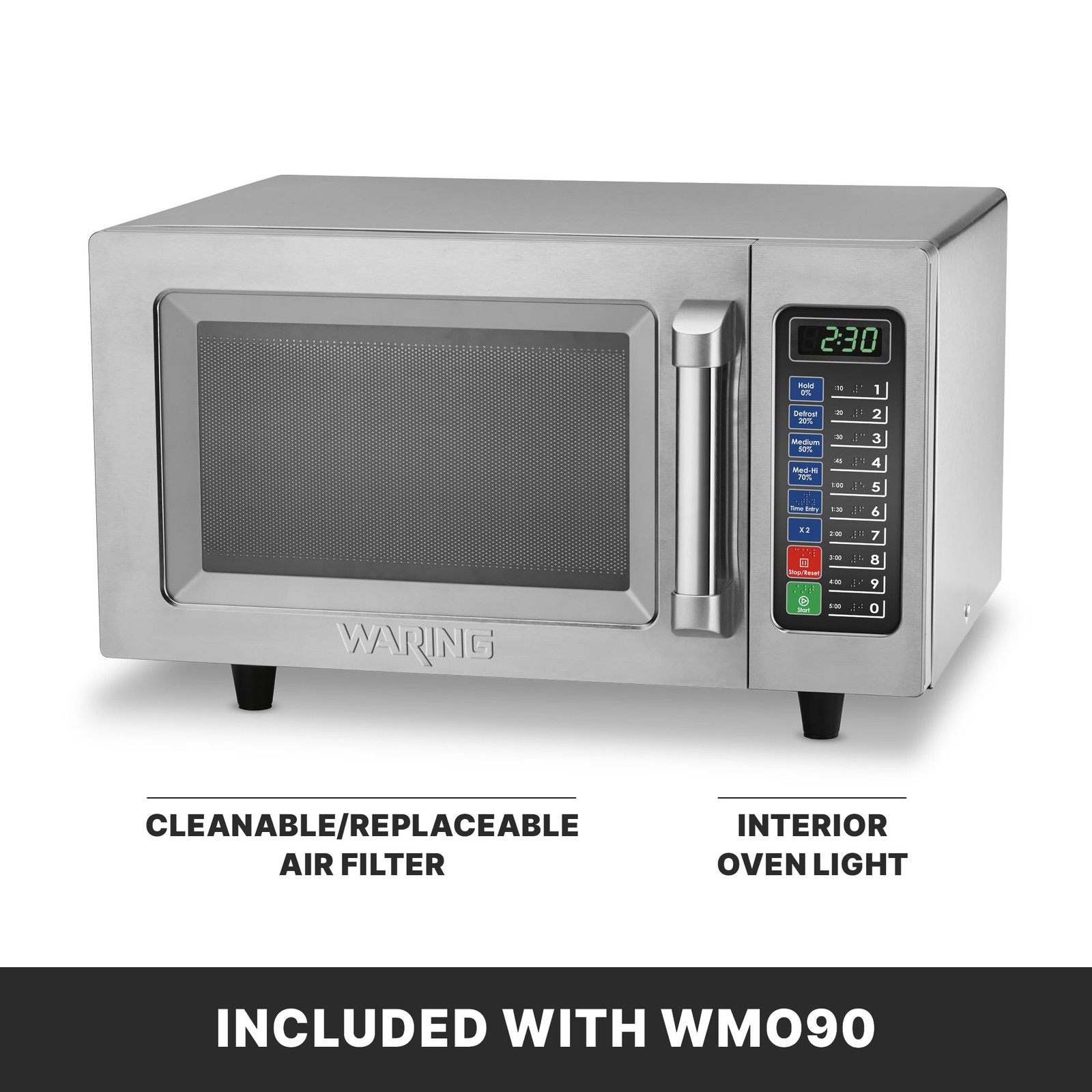 Microwave Oven 0.9 cu ft 1000W Programmable Stainless Steel Waring Commercial