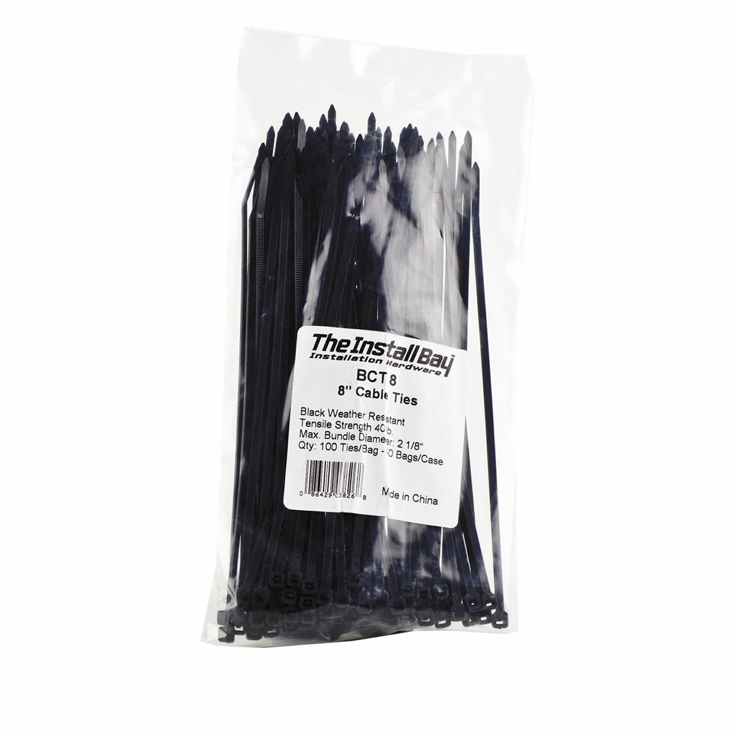 INSTALLBAY BCT8 Black Cable Tie – 8 Inch, Package of 100