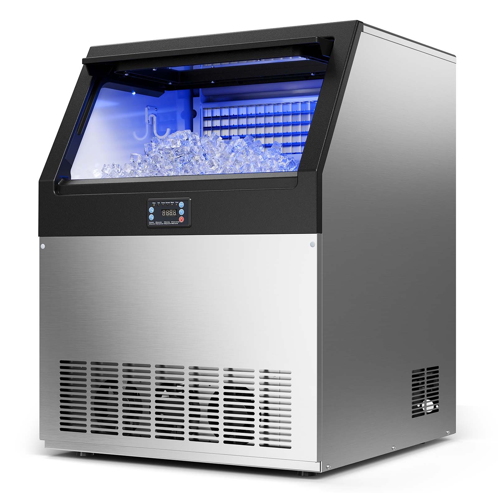Uimoso 265lb/24h Commercial Ice Maker Stainless Ice Cube Machine W/85lbs Storage