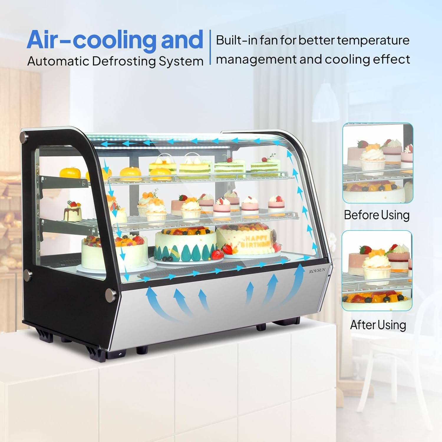 Refrigerated Display Case, 5.7 Cu.Ft./160L, Countertop Pastry Display Showcase