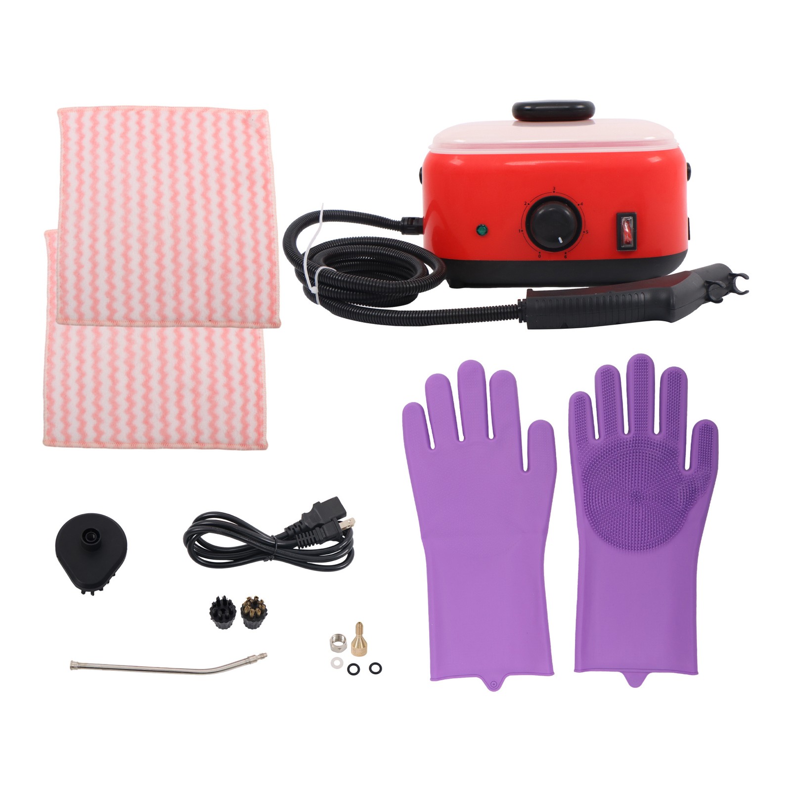 2500W Steam Cleaner Red Portable-Car Engine Degreasing&Tile Grout 1500ml 110V