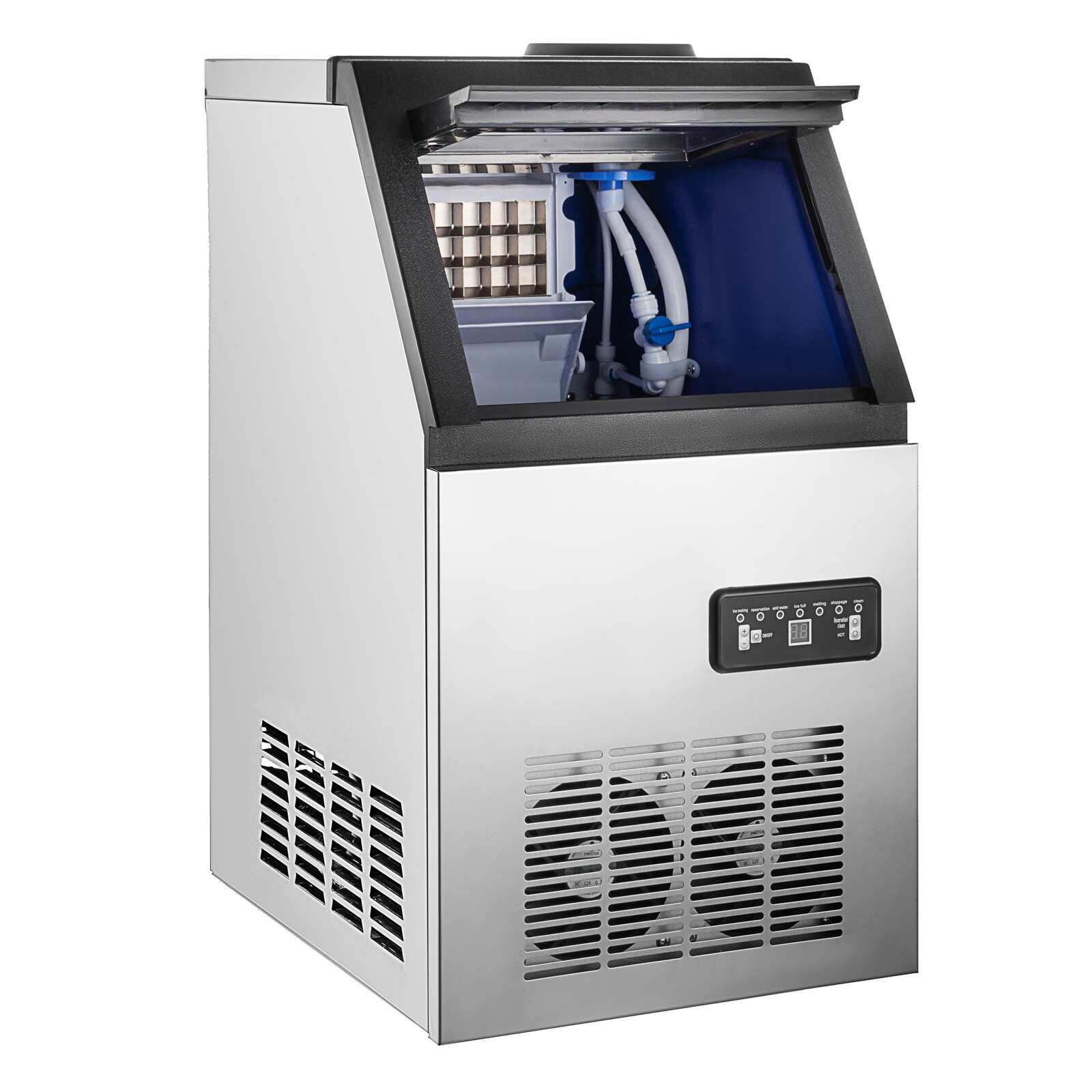 90lb Built-in Commercial Ice Maker Stainless Steel Ice Cube Machine Freestanding