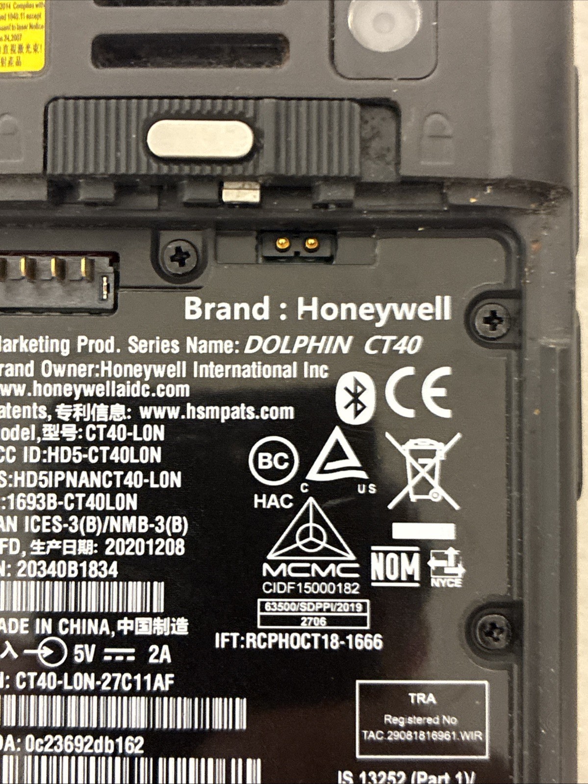 Honeywell Dolphin CT40-L0N Mobile Computer Rugged Handheld Barcode Scanner Black