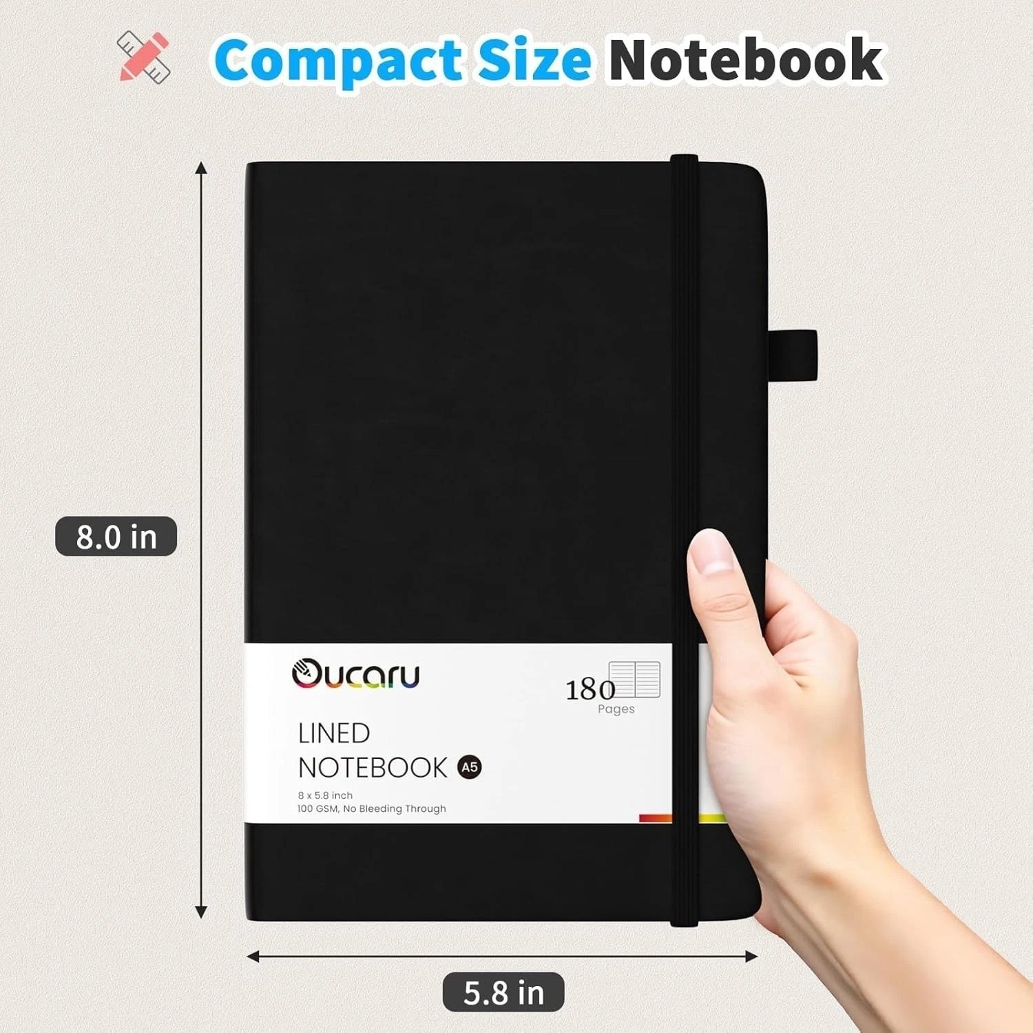 Lined Journal Notebook, 2 Pack, 180 Pages, A5 Journals for Writing, 100 GSM Thic