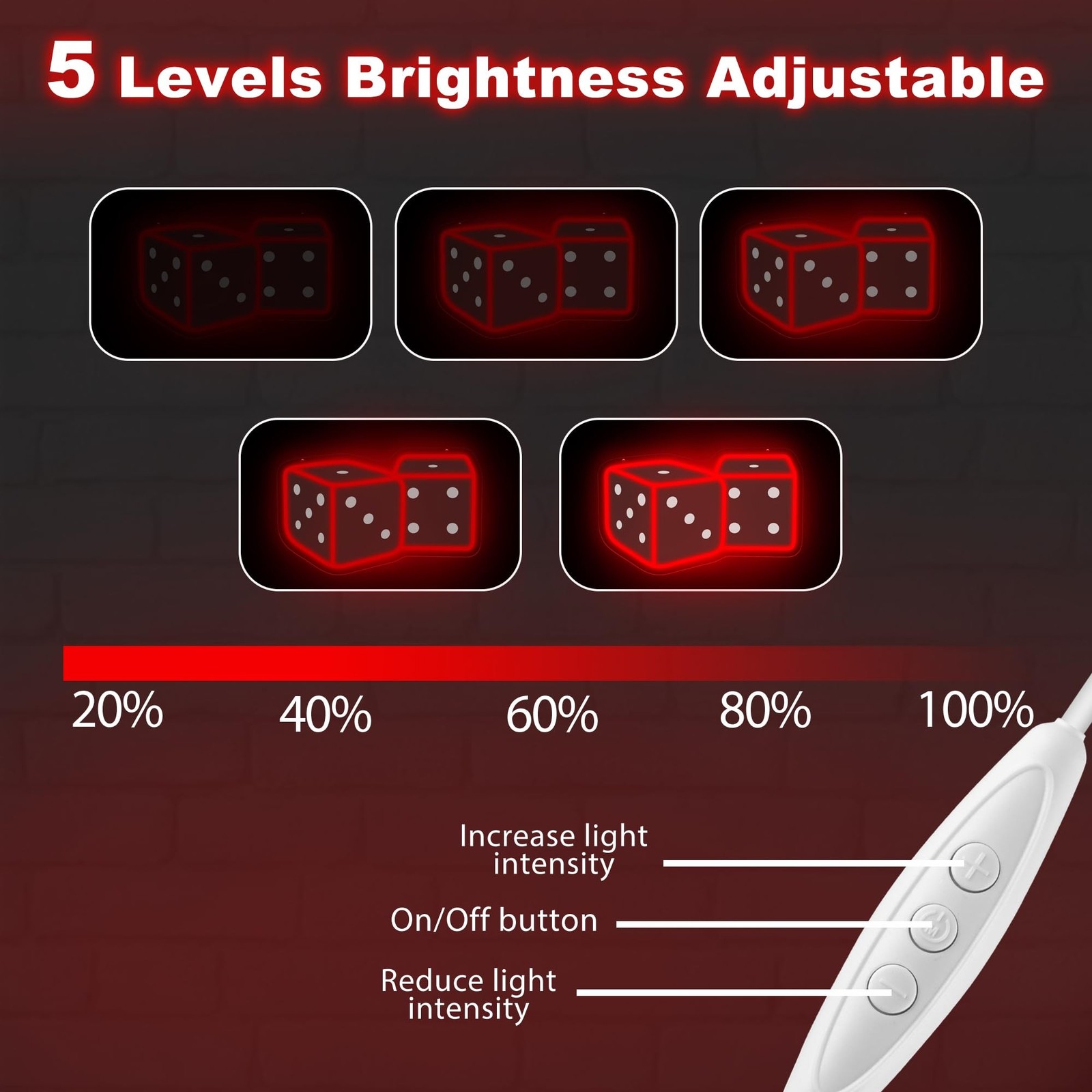 Dice Neon Sign – 14.57″ × 9.45″ Adjustable Brightness Neo