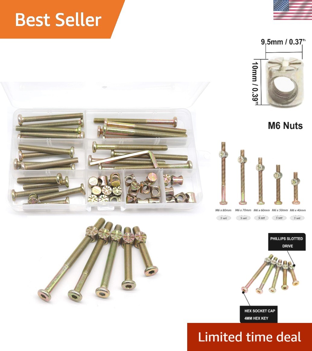 Dream on Me 25-Piece Crib Screws & Bolts Kit – Durable Carbon Steel Assortment