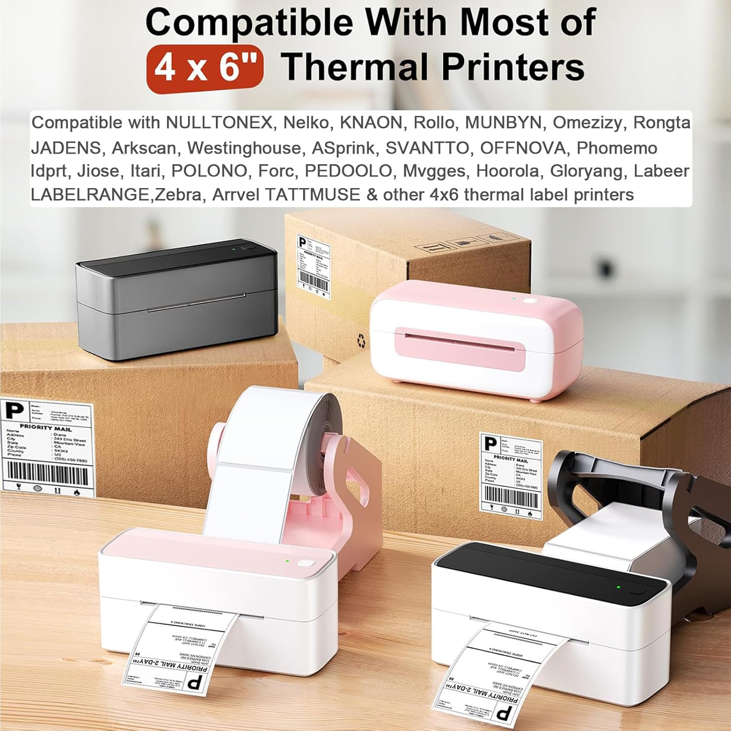 Direct Thermal Labels Multiple Sizes Colors Shipping Mailing Address Stickers