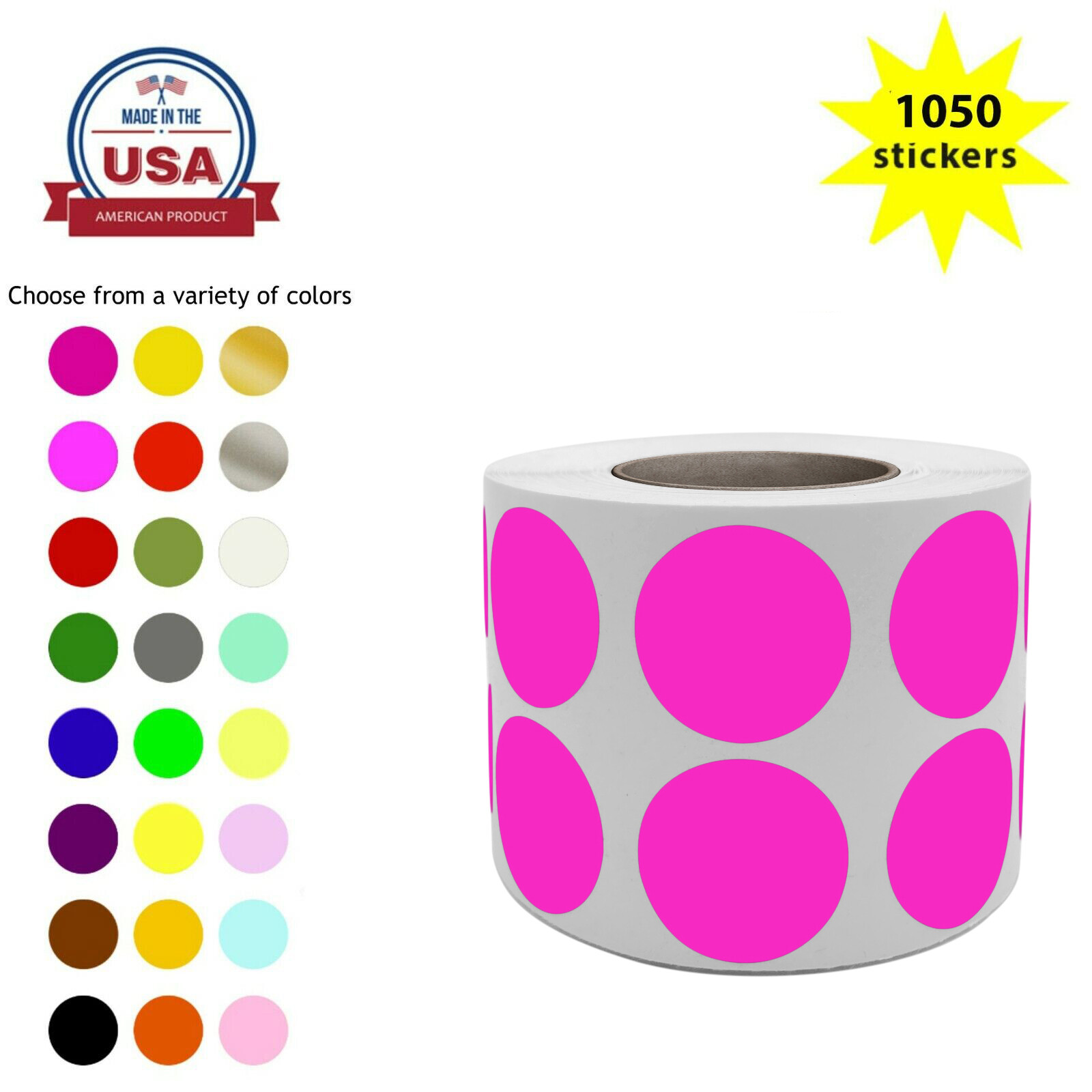 Round Color Coded Dots 19mm Rolls Permanent Adhesive Circle Stickers 1050 Pack