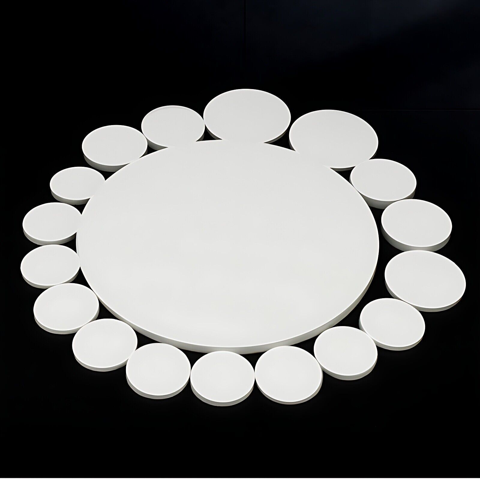 Dia 12-150mm THICK 5mm PTFE Plastic Solid Discs Flat Round Pad Sealed Cushioning