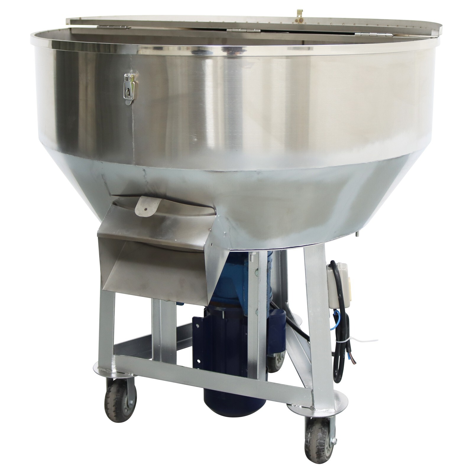 200KG/440LBS Stainless Feed Mixer Granular Plastic Mixer Machine W/Wheel 220V