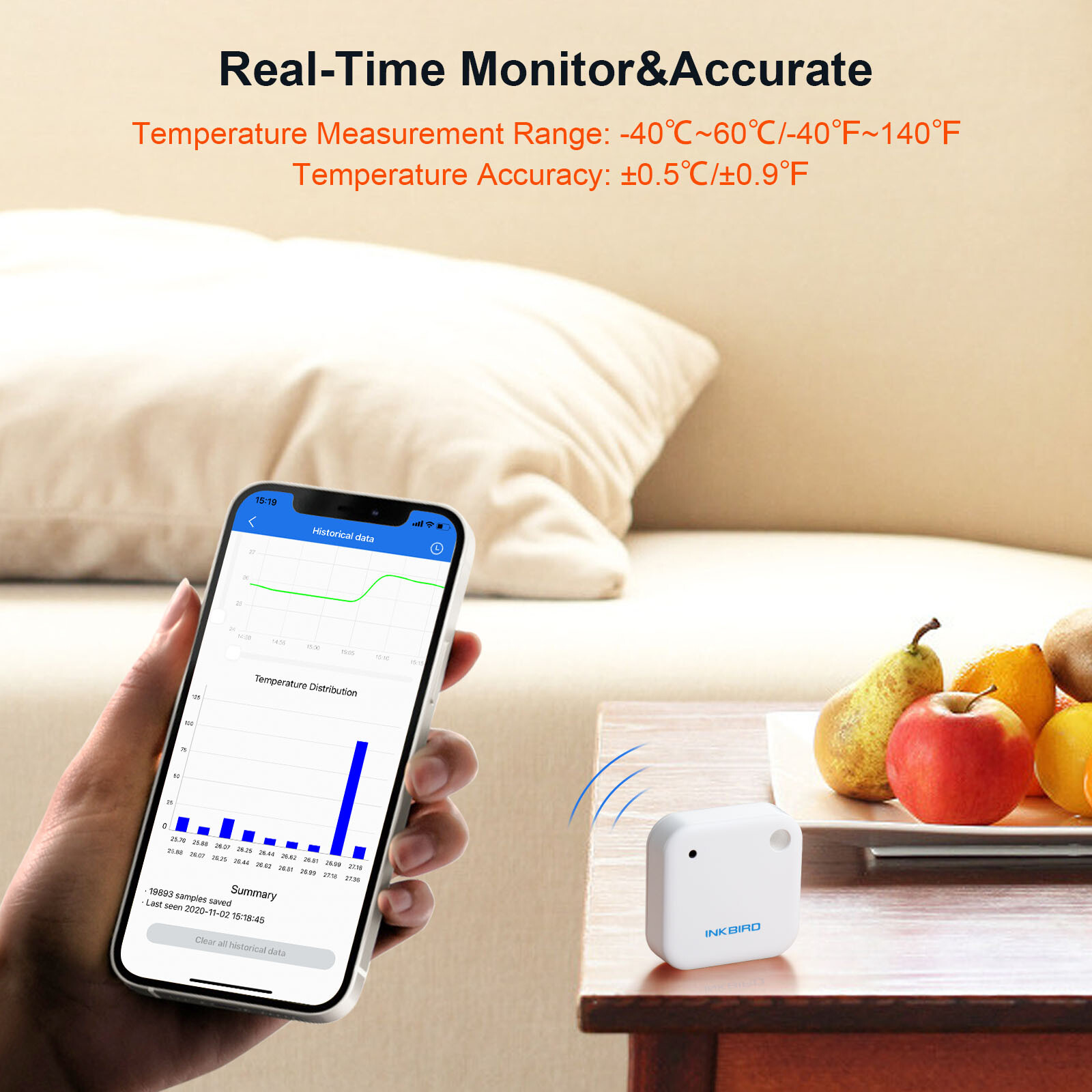 Inkbird Temperature Humidity Data Logger Bluetooth APP Wireless Temp Thermometer