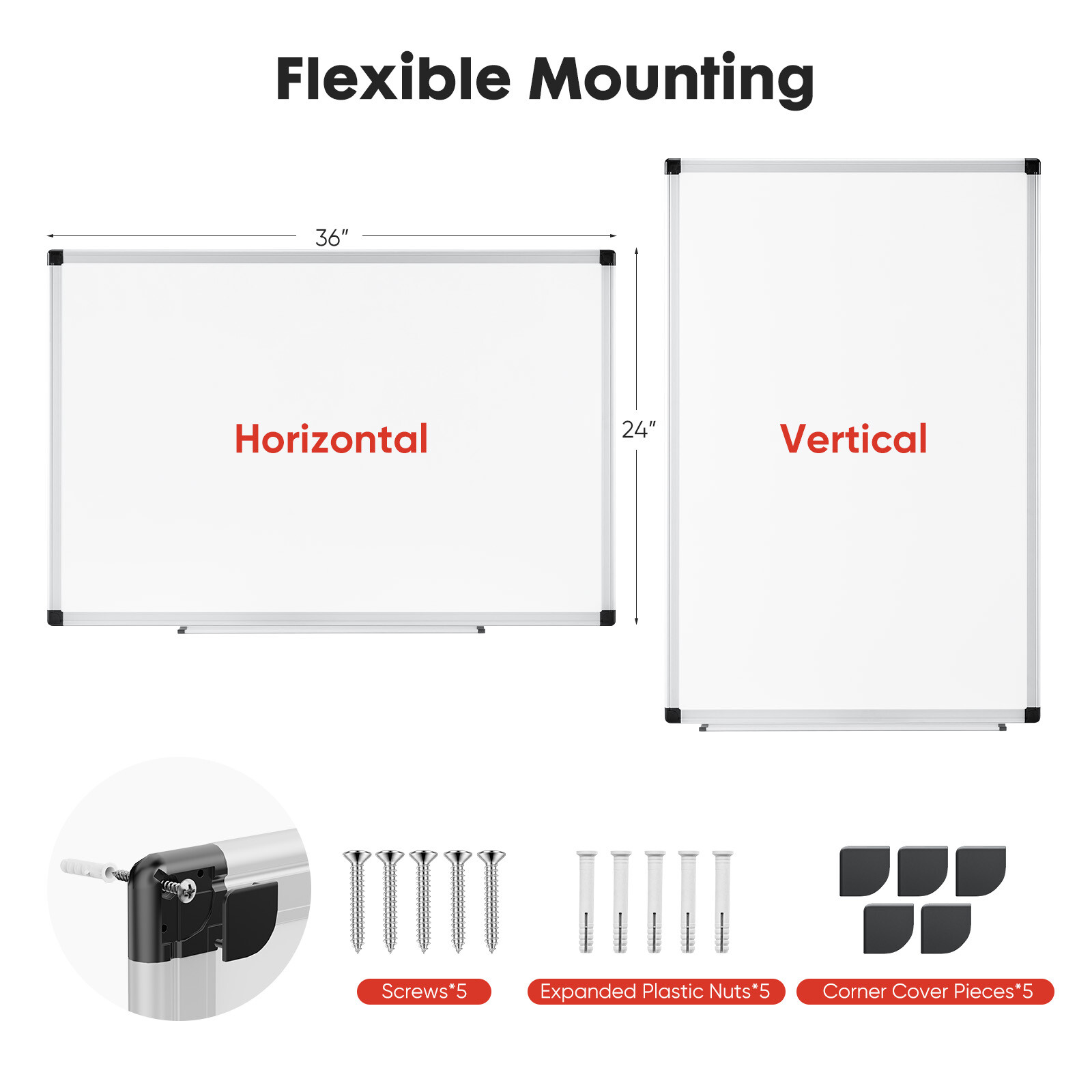 36″ x 24″ Magnetic Dry Erase Board for Office, Home and School Whiteboard