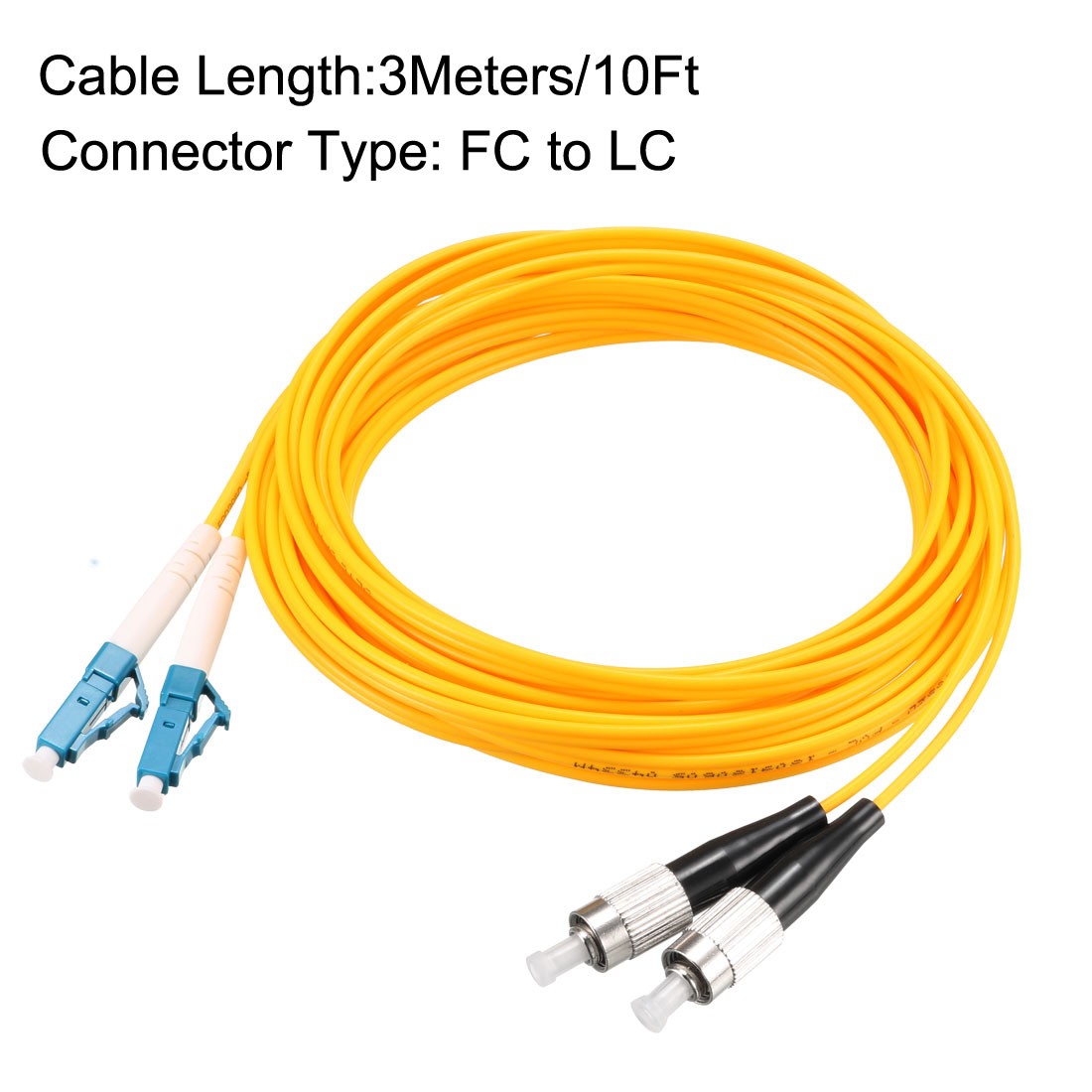 Fiber Cable 3 Meters 10Ft FC to LC Duplex 9/125 Single-mode Fiber Optic Cable