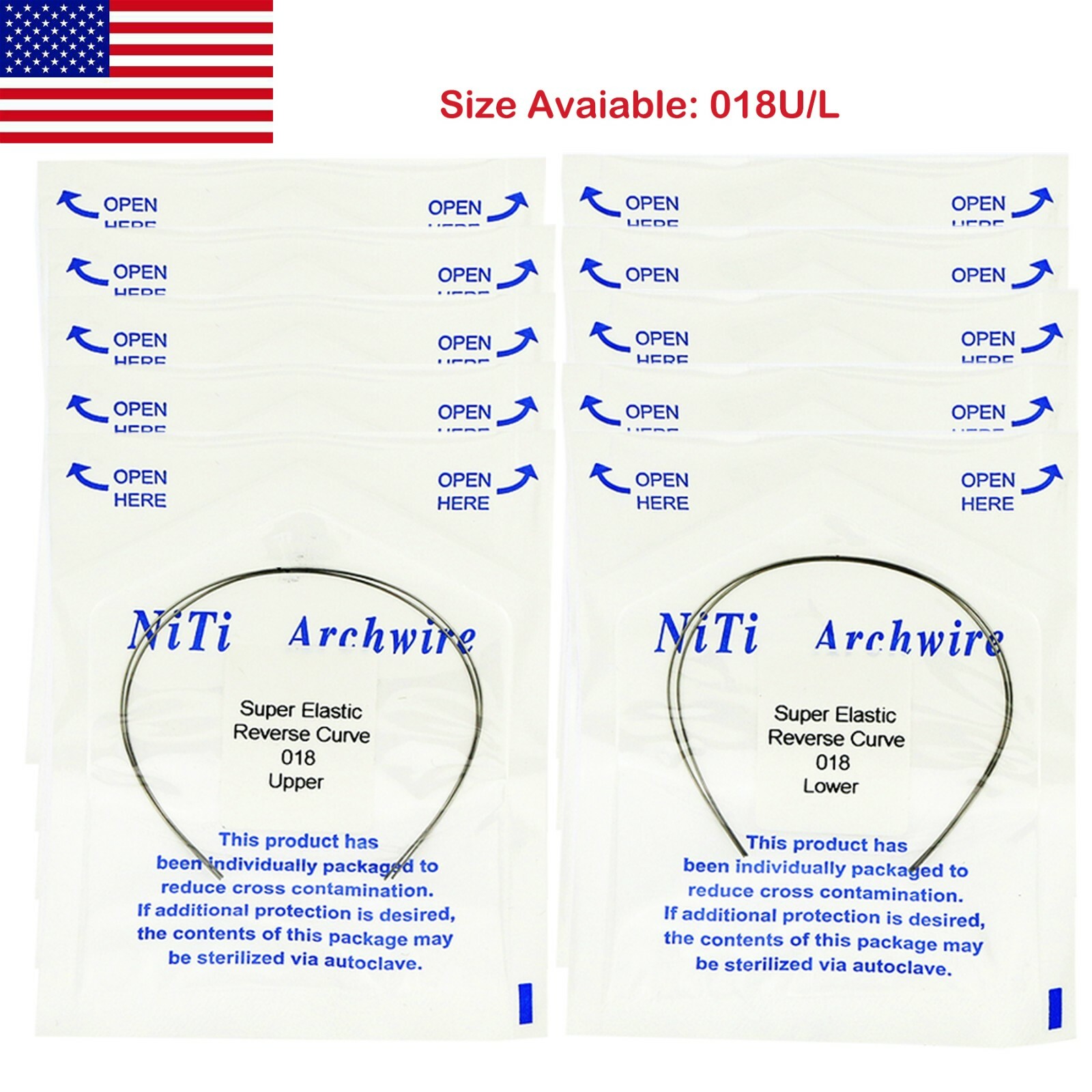 Dental Orthodontic Niti Reverse Curve Round/Rectangular Arch Wire Super Elastic