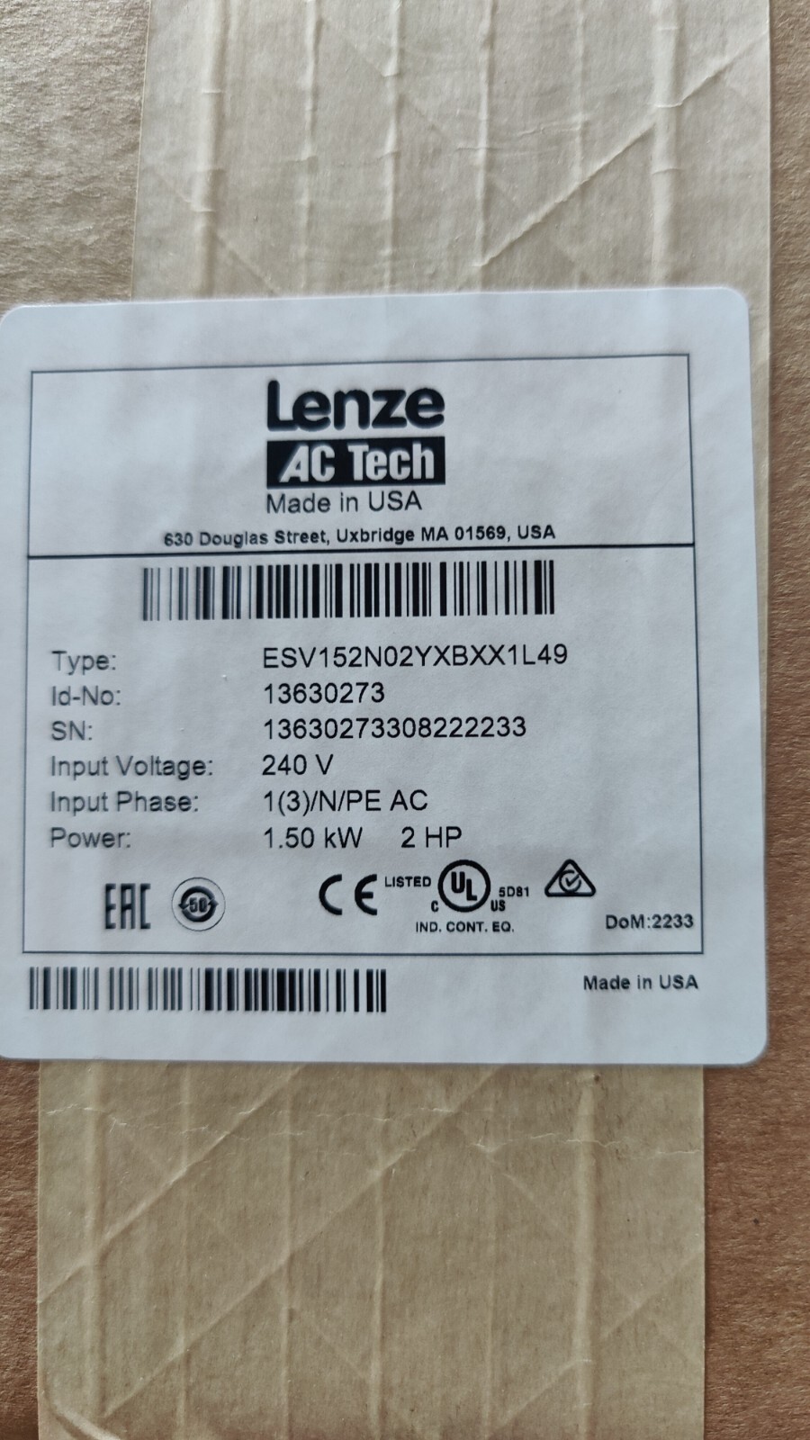 LENZE ESV152N02YXB AC TECH «BRAND NEW USA STOCK»