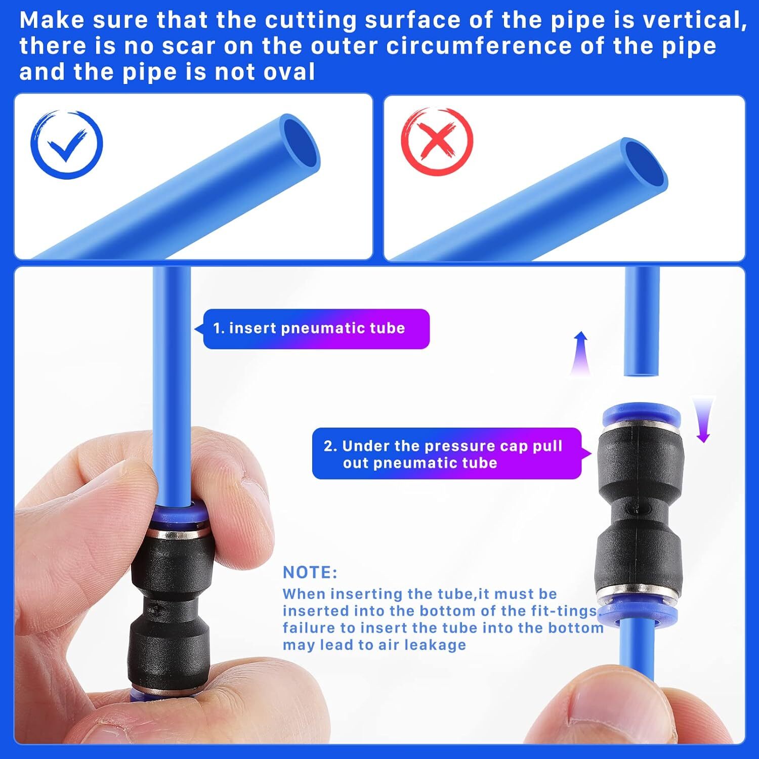 280PCS Plastic Straight Tube Connector Air Line Fittings Straight Push to link