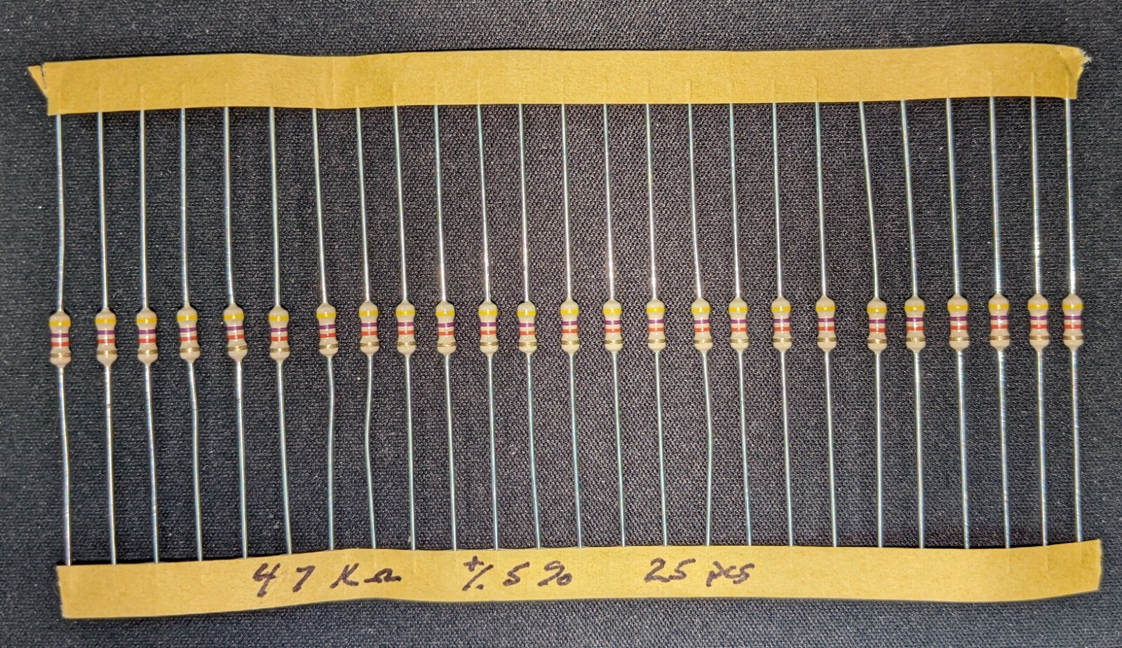 47 K Ohm 1/4 WATT 5% Carbon Film Resistor, (25 pcs) NOS