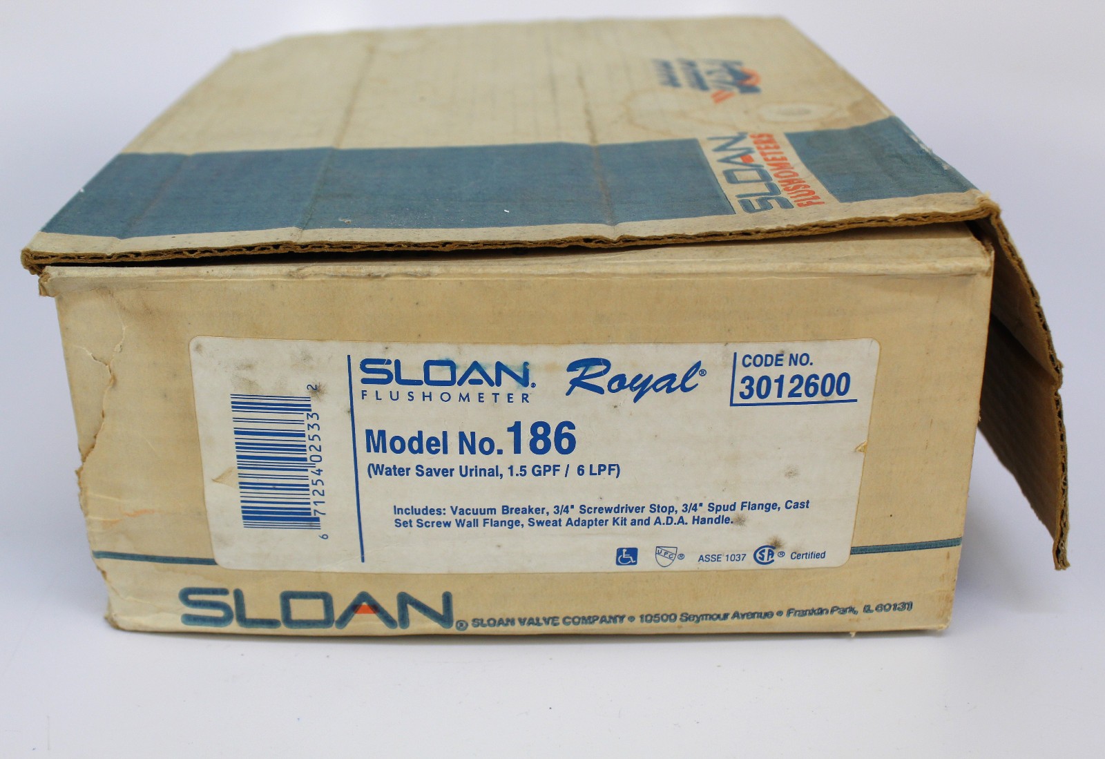 Sloan Royal Flushometer Model No. 168 1.5 GPF Urinal Flush Valve, NOS