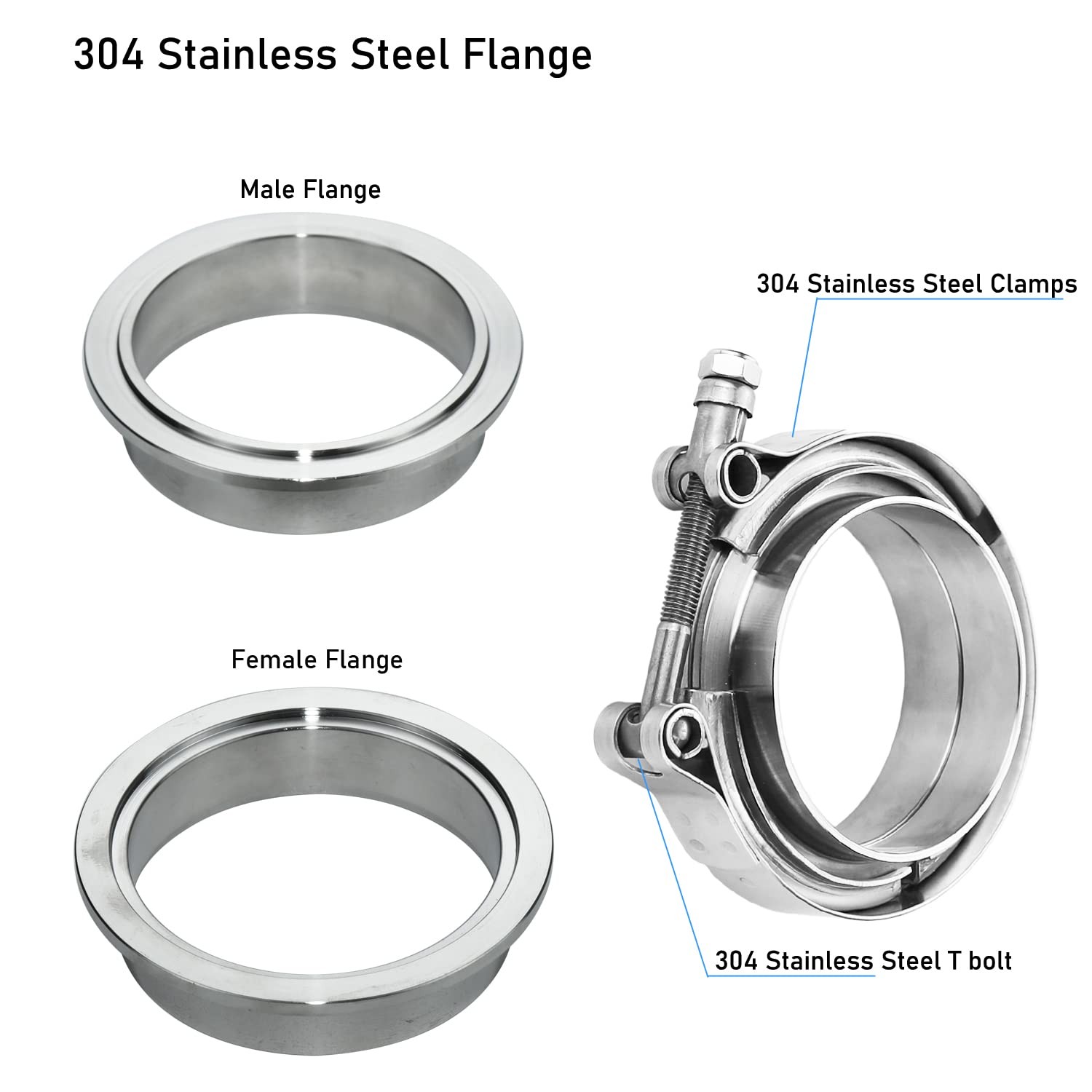 3.5 Inch V Band Clamp With Flange Male Female Stainless Steel_304 For Exhaust Sy