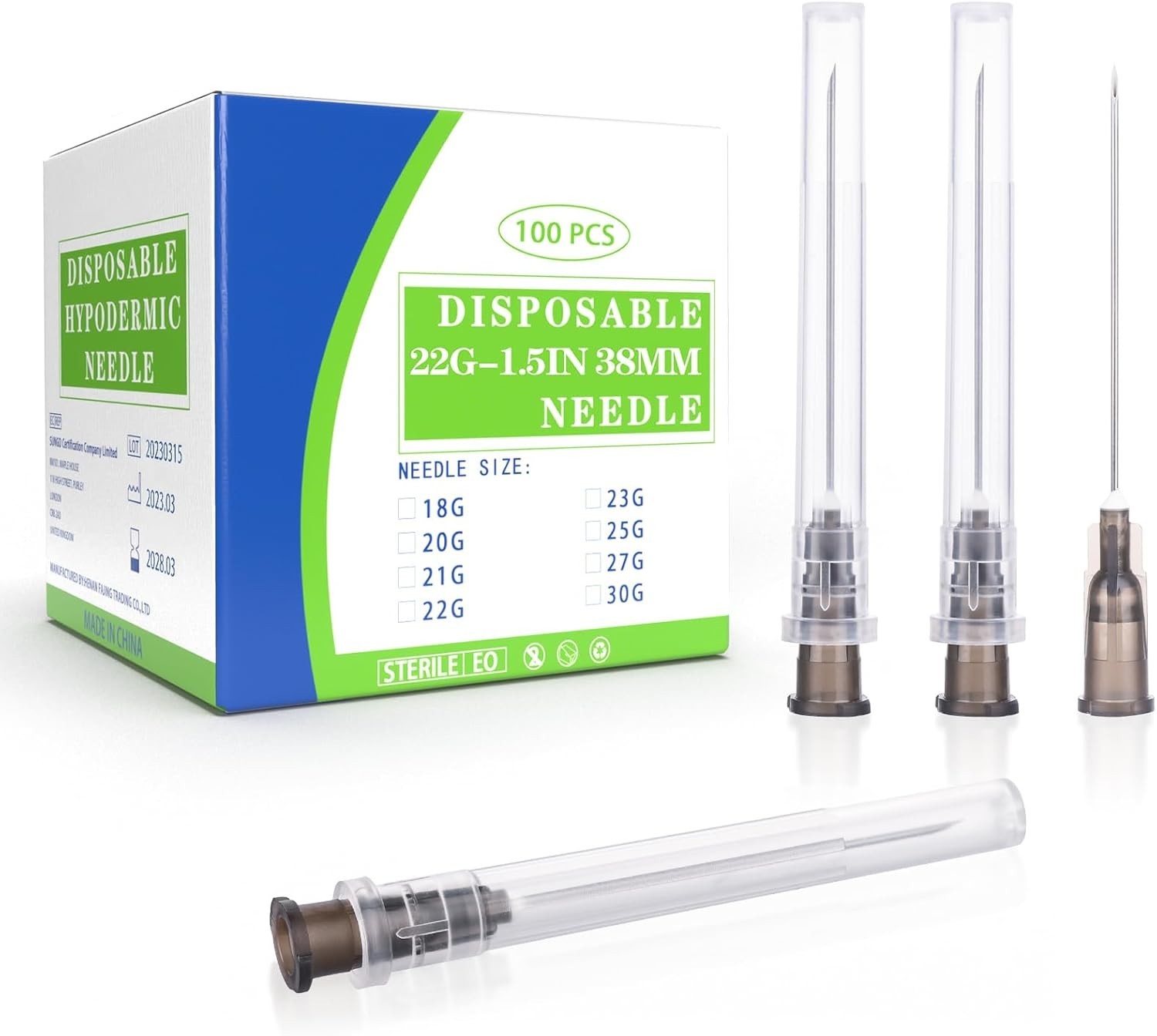 Individually Wrapped 22Ga 1.5IN Disposable Needles for Laboratory and Industry