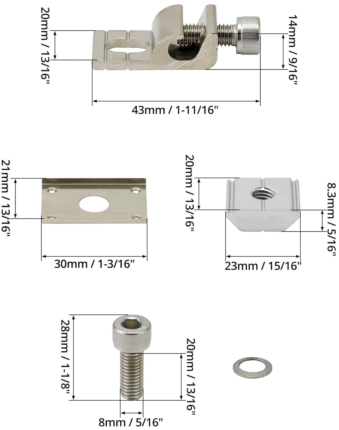 25Pcs Grounding Lugs for Solar Panel Mounting Rail Bracket Aluminum Clip