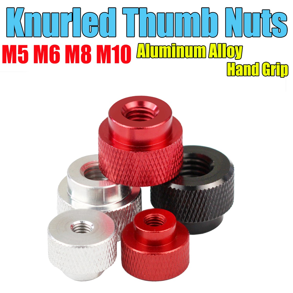 Knurled M5 M6 M8 M10 Thumb Nuts Hand Grip Knobs High Type Aluminum Alloy Handle