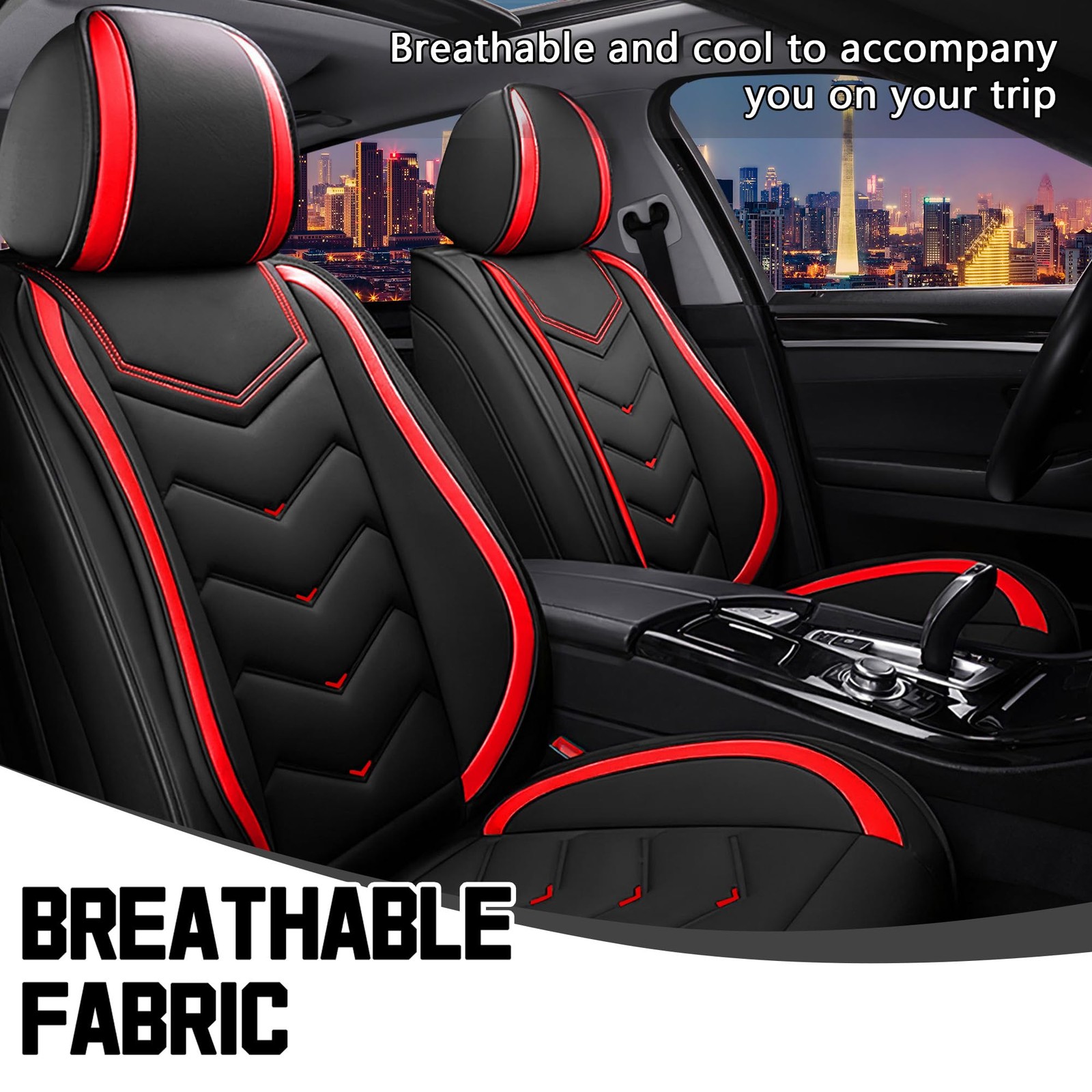 Car Seat Covers Honda Accord Hybrid 2005-2026 Sport Nappa Leather Black Red 2Pcs