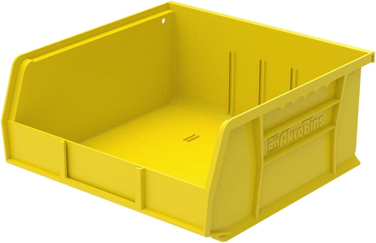 Storage Bins Set: 6 Yellow & 12 Blue Plastic Organizers