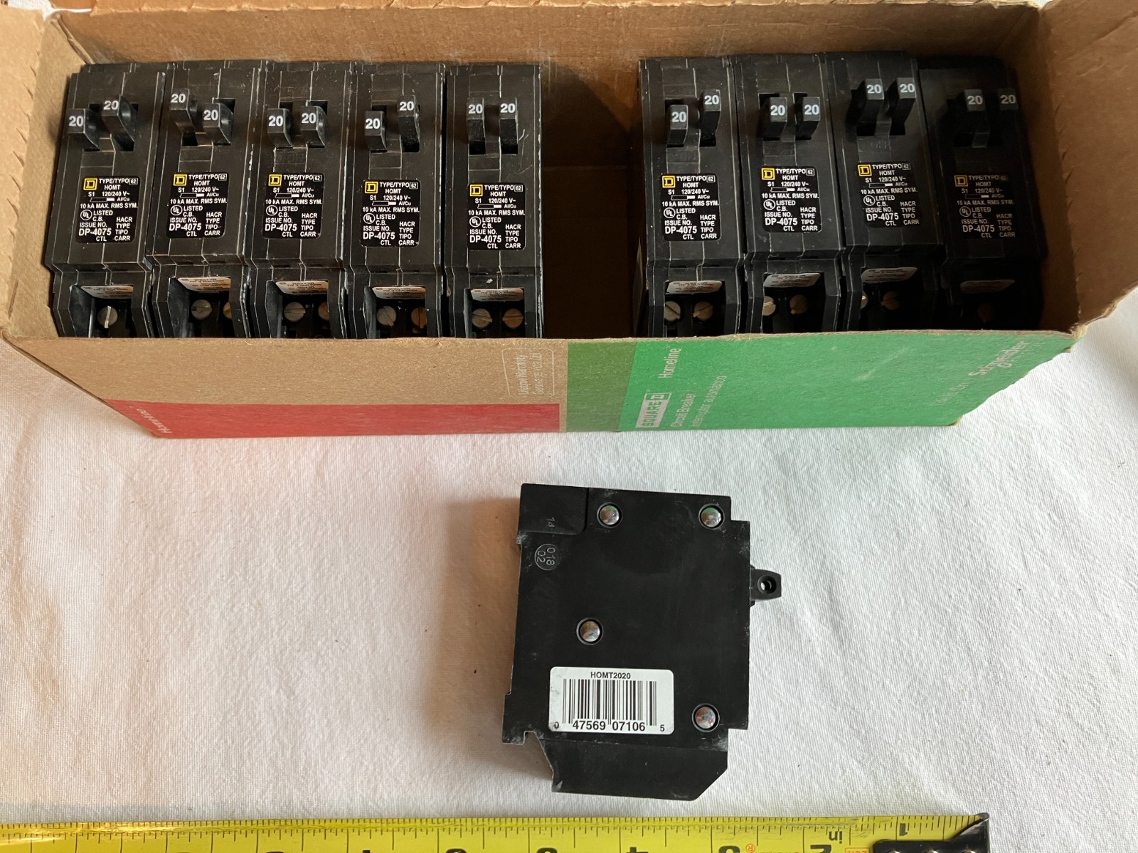 Square D HOMT2020 Homeline 20 amp Twin 1 Pole Tandem Circuit Breaker – 10 Pack